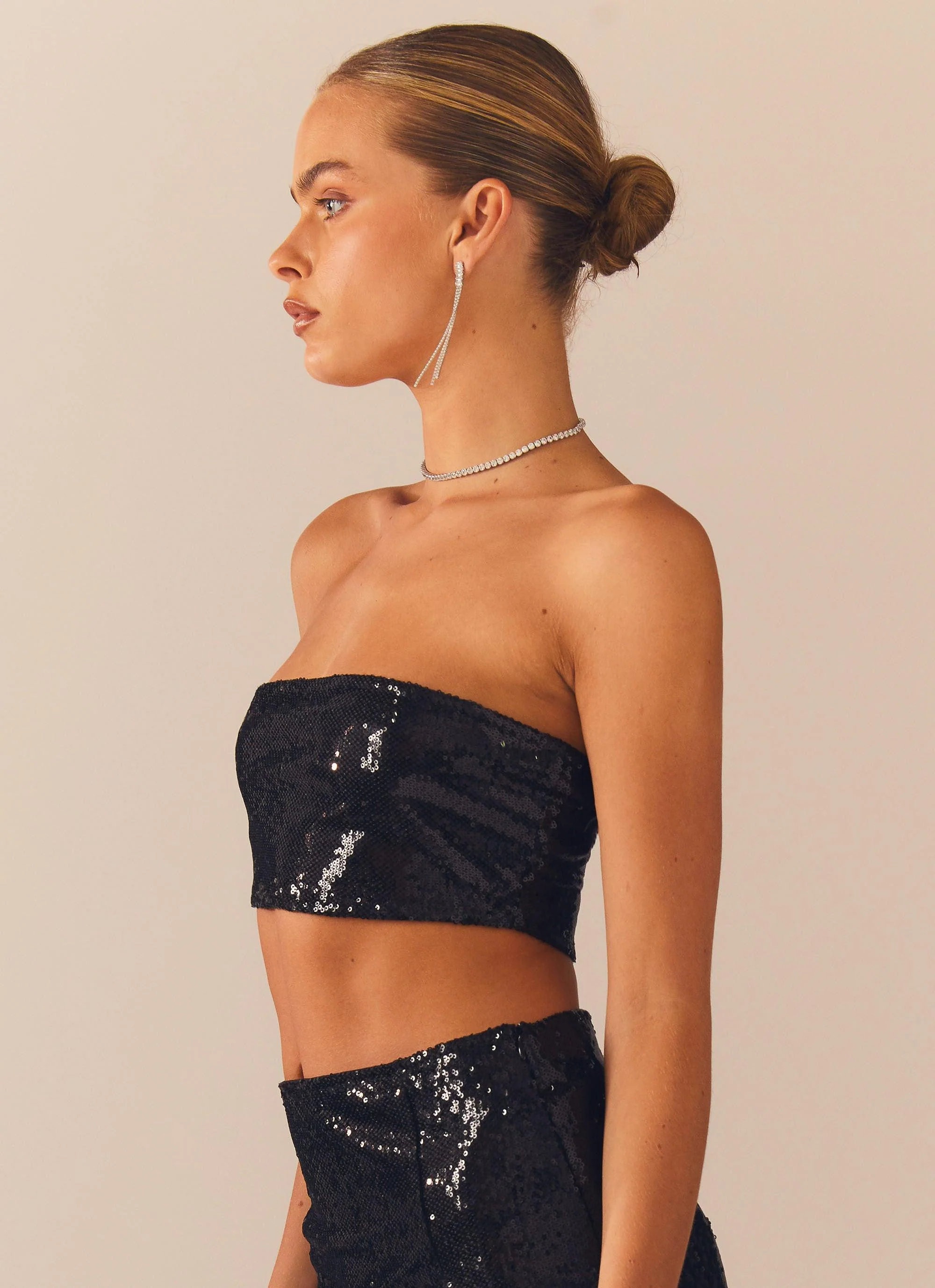 Emma Sequin Bustier - Black - Image 4