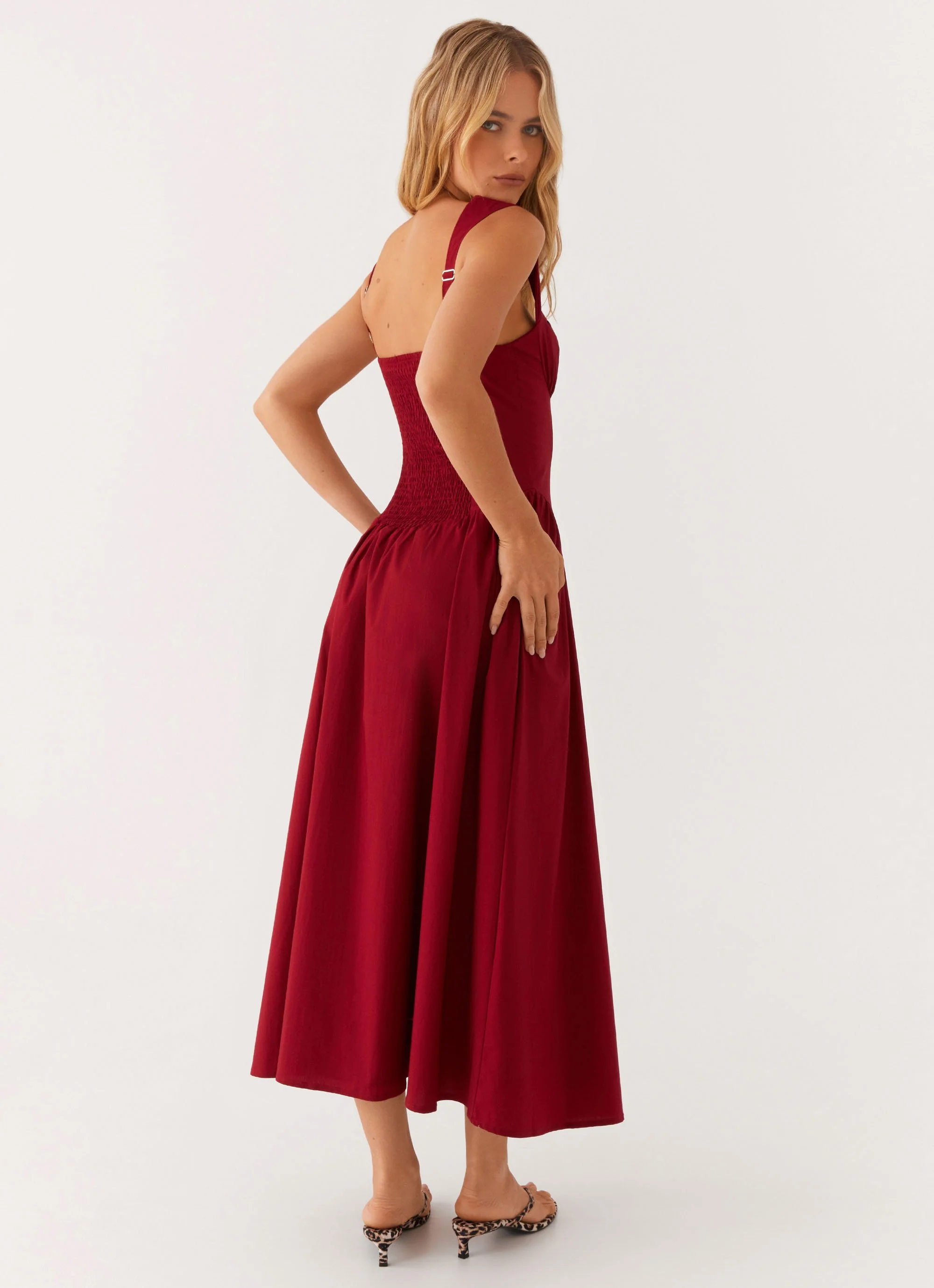 Emmalina Midi Dress - Deep Red - Image 5
