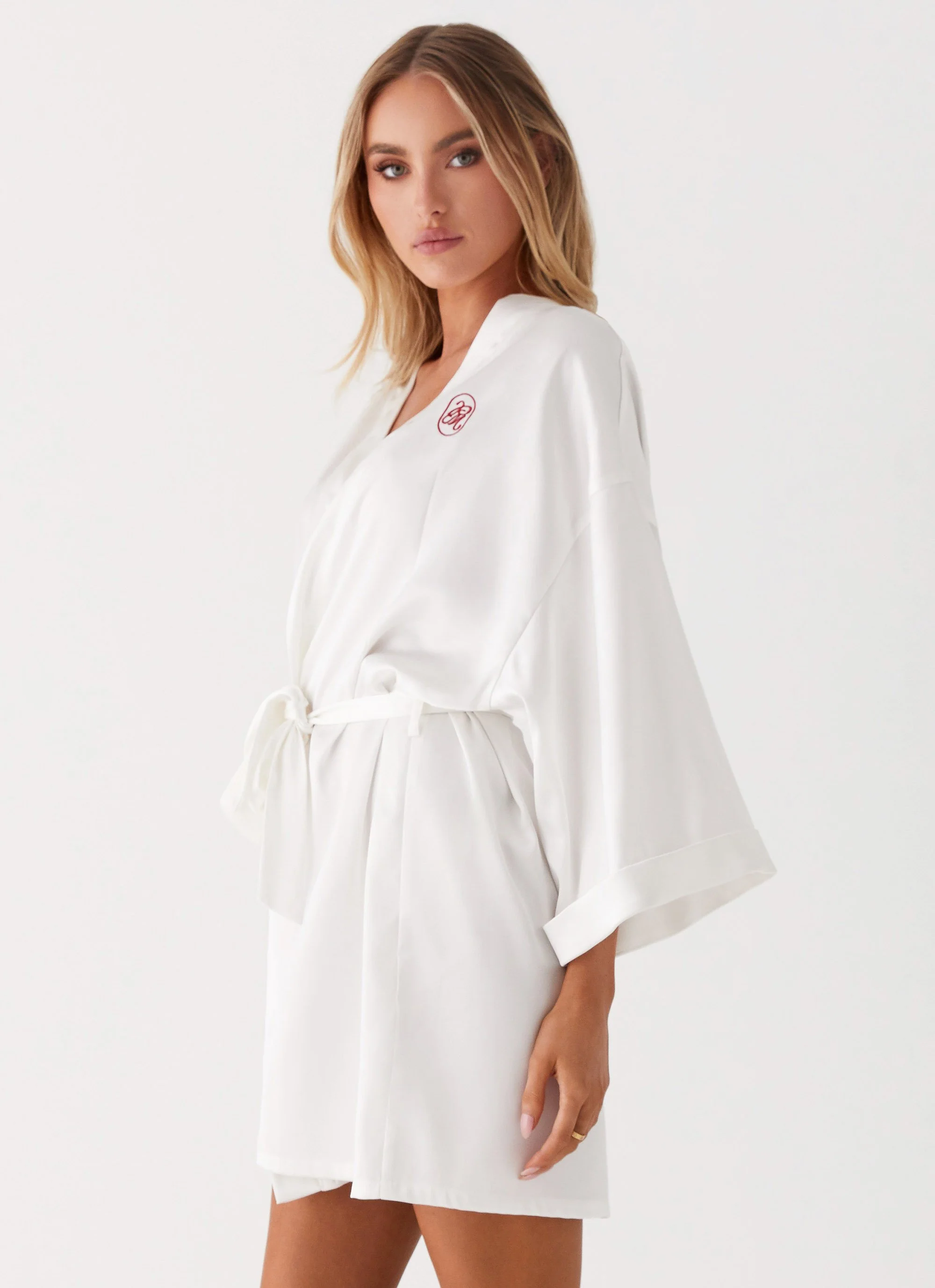 Emmy Satin Robe - White - Image 4