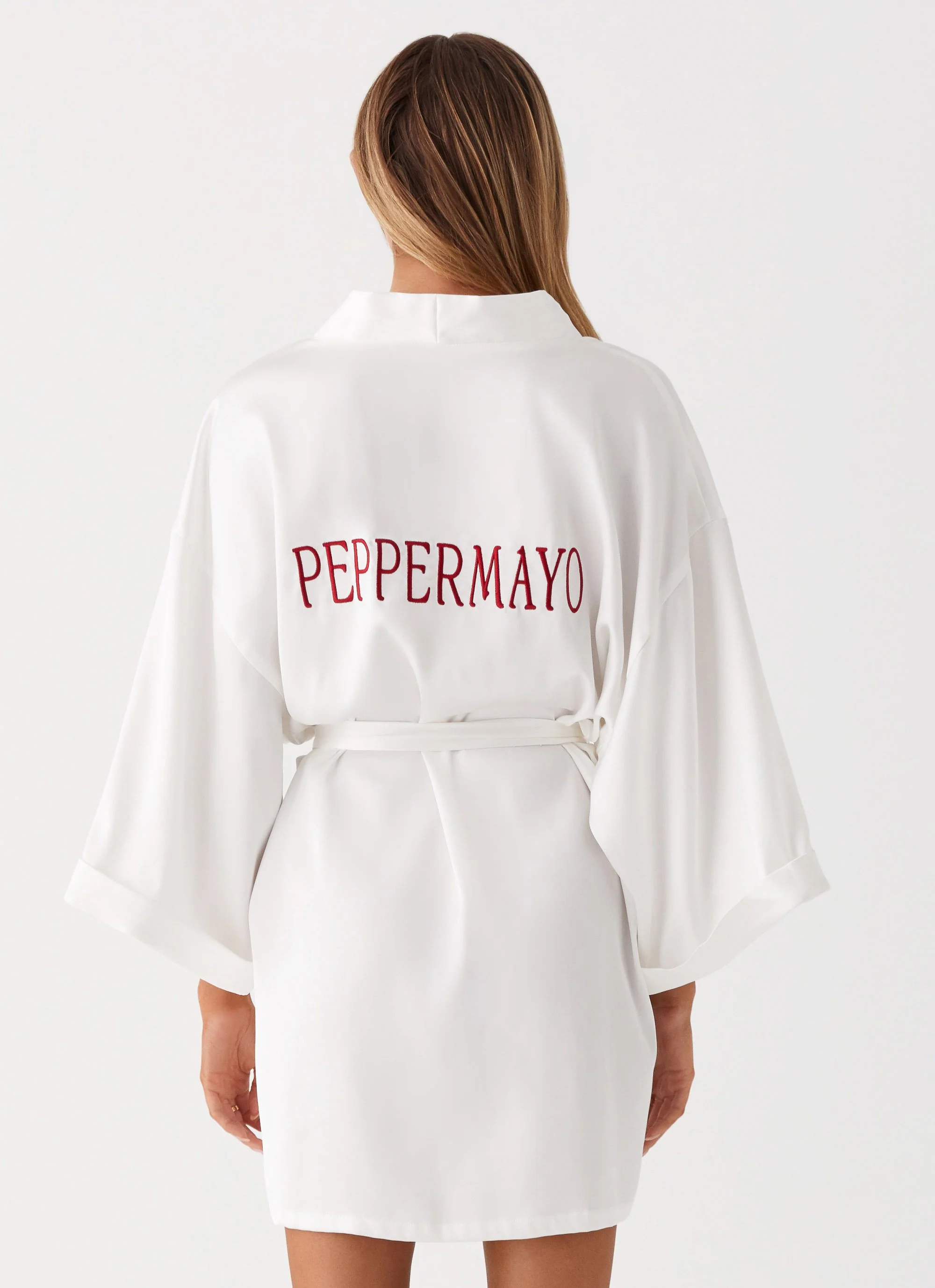 Emmy Satin Robe - White - Image 5