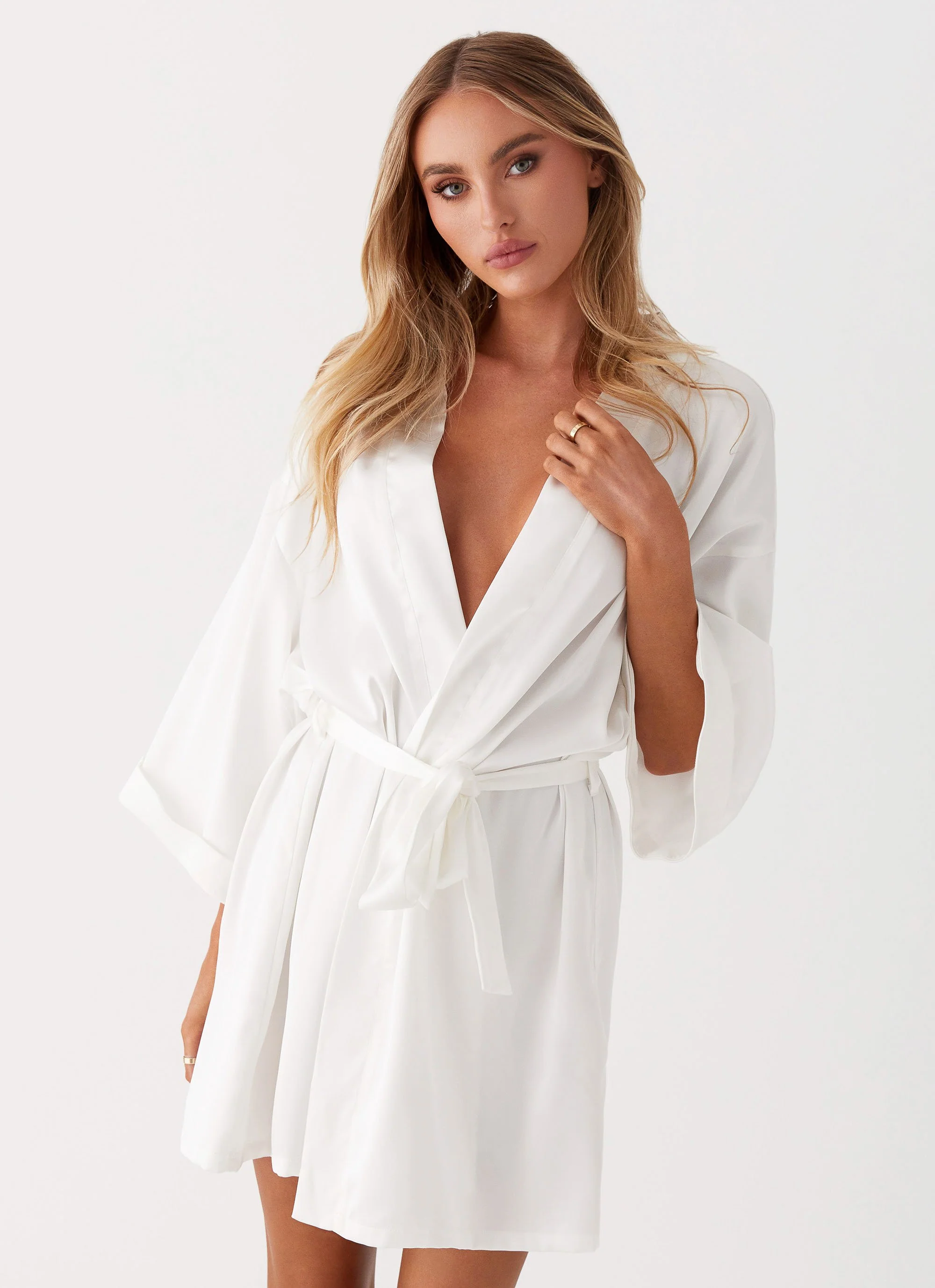 Emmy Satin Robe - White - Image 6