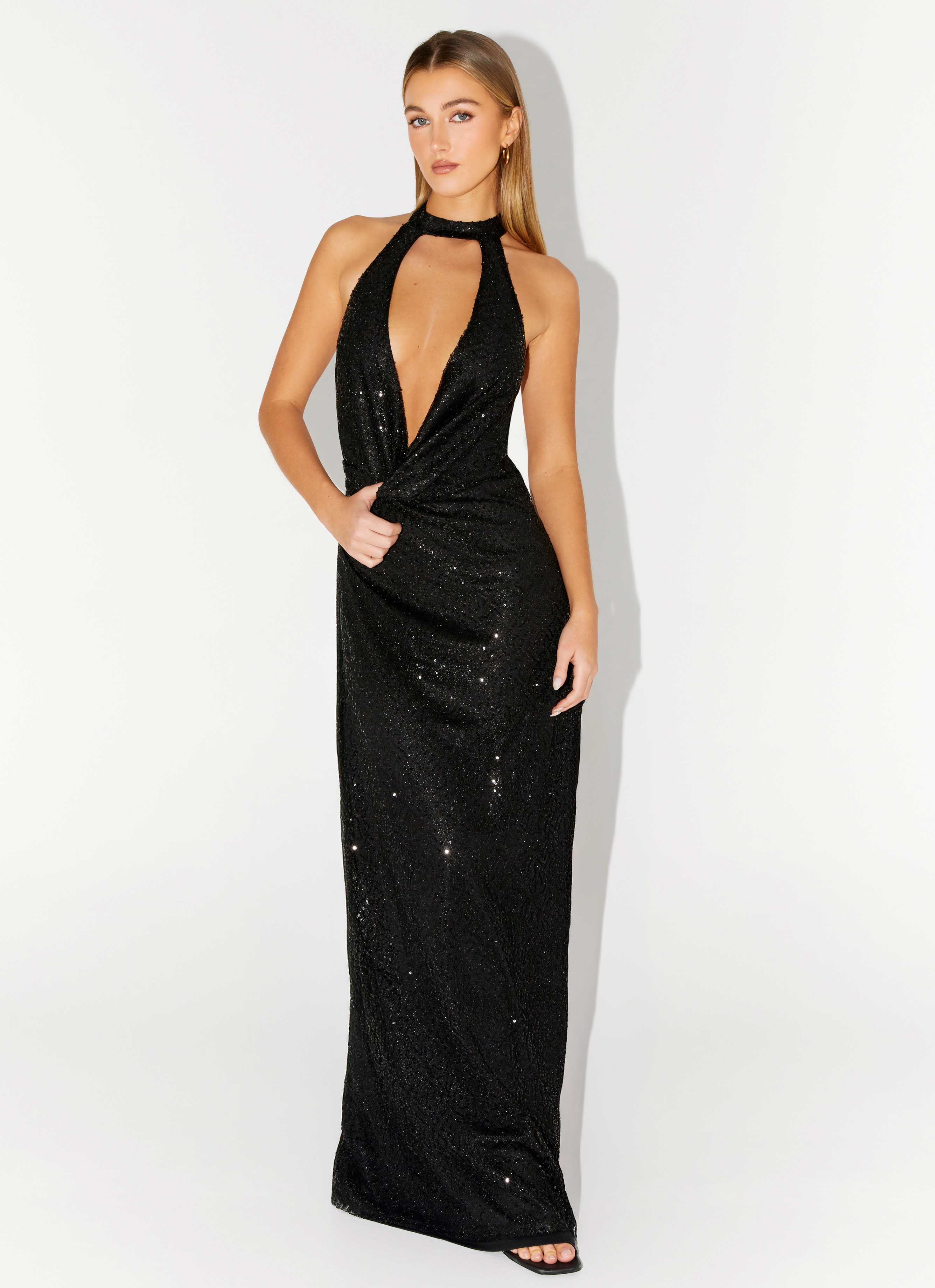 Empire Sequin Maxi Dress - Black - Image 6