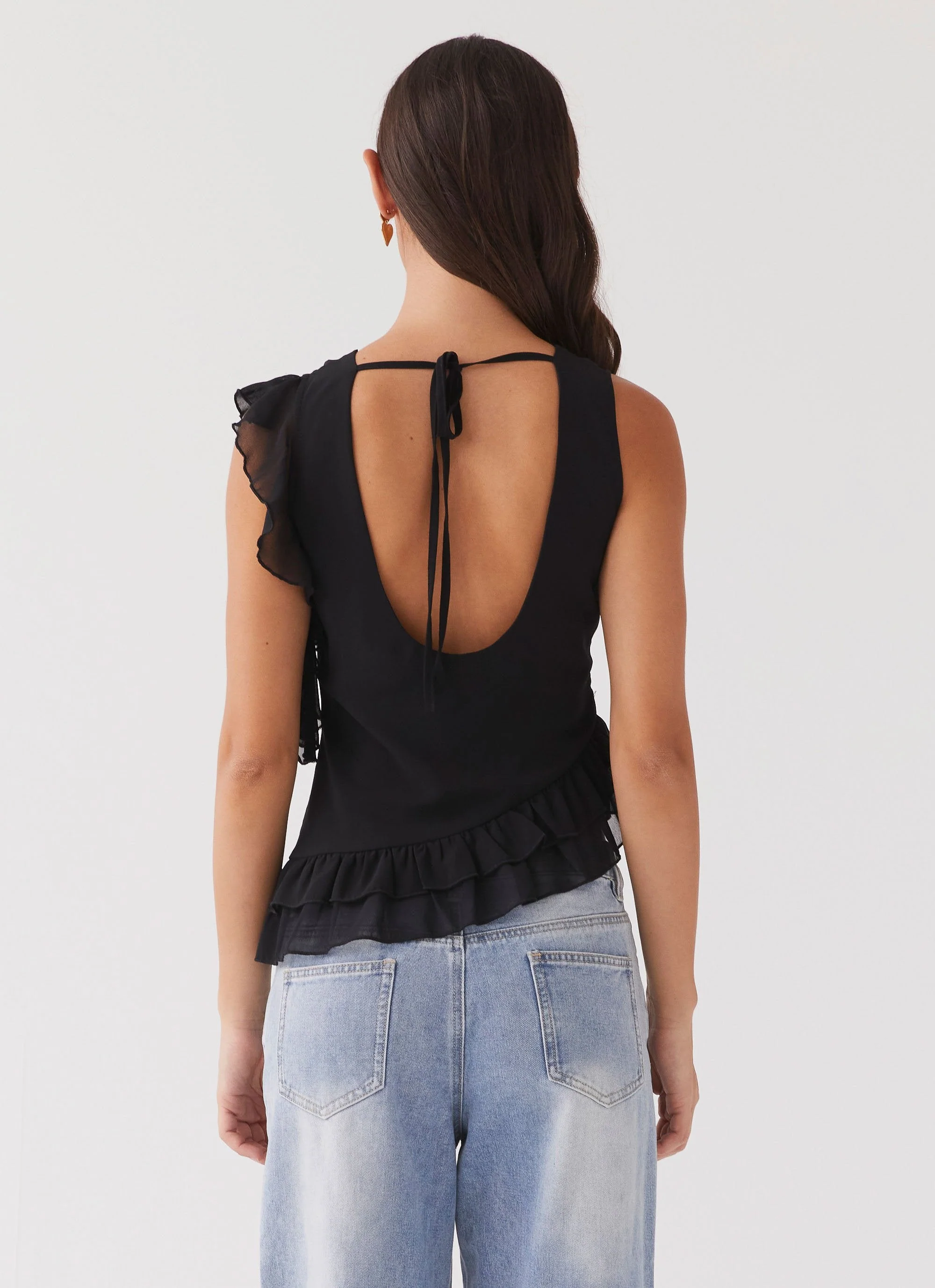 Empress Frill Trim Top - Black - Image 2