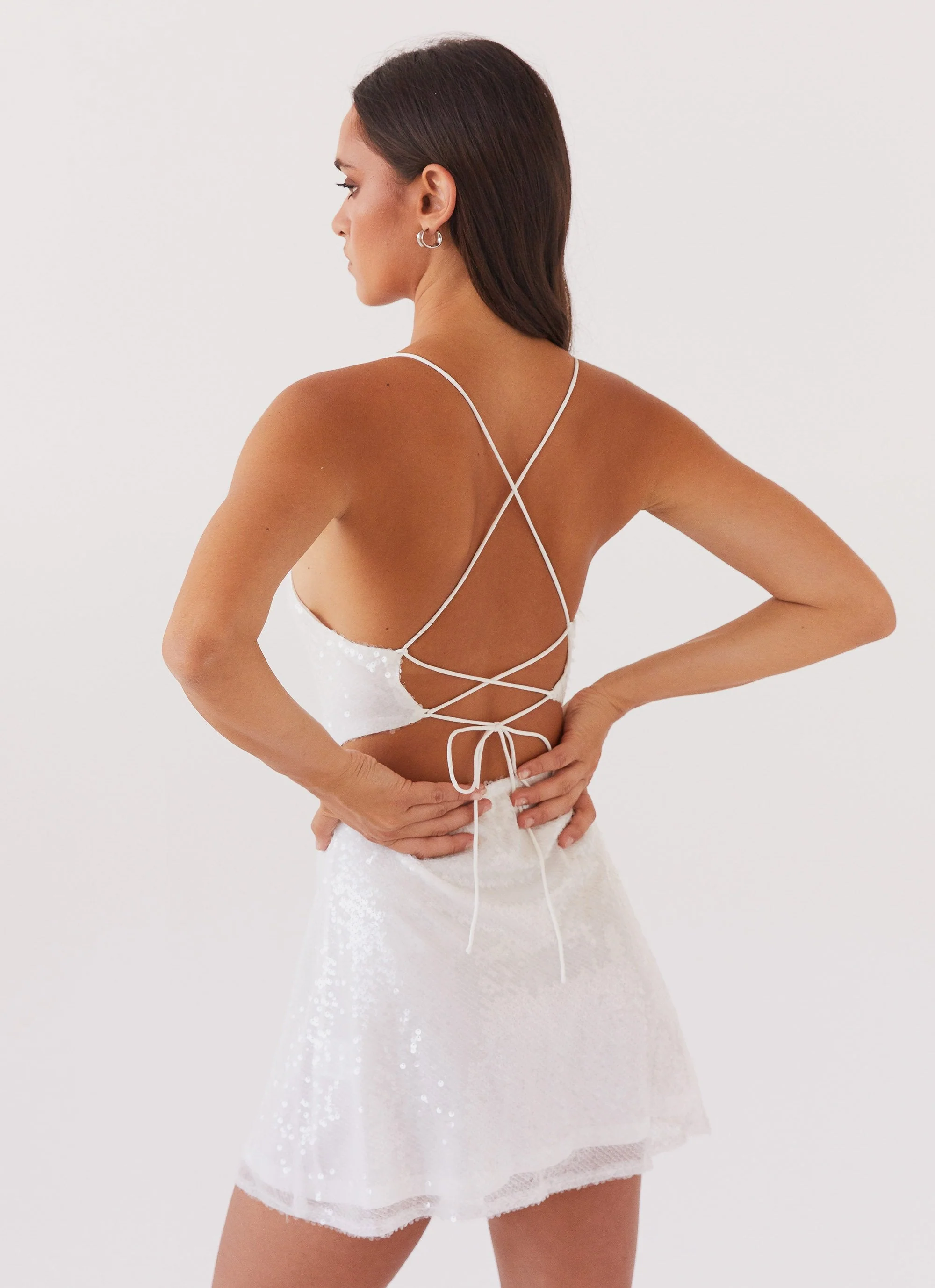 Endless Glow Sequin Mini Dress - White - Image 2