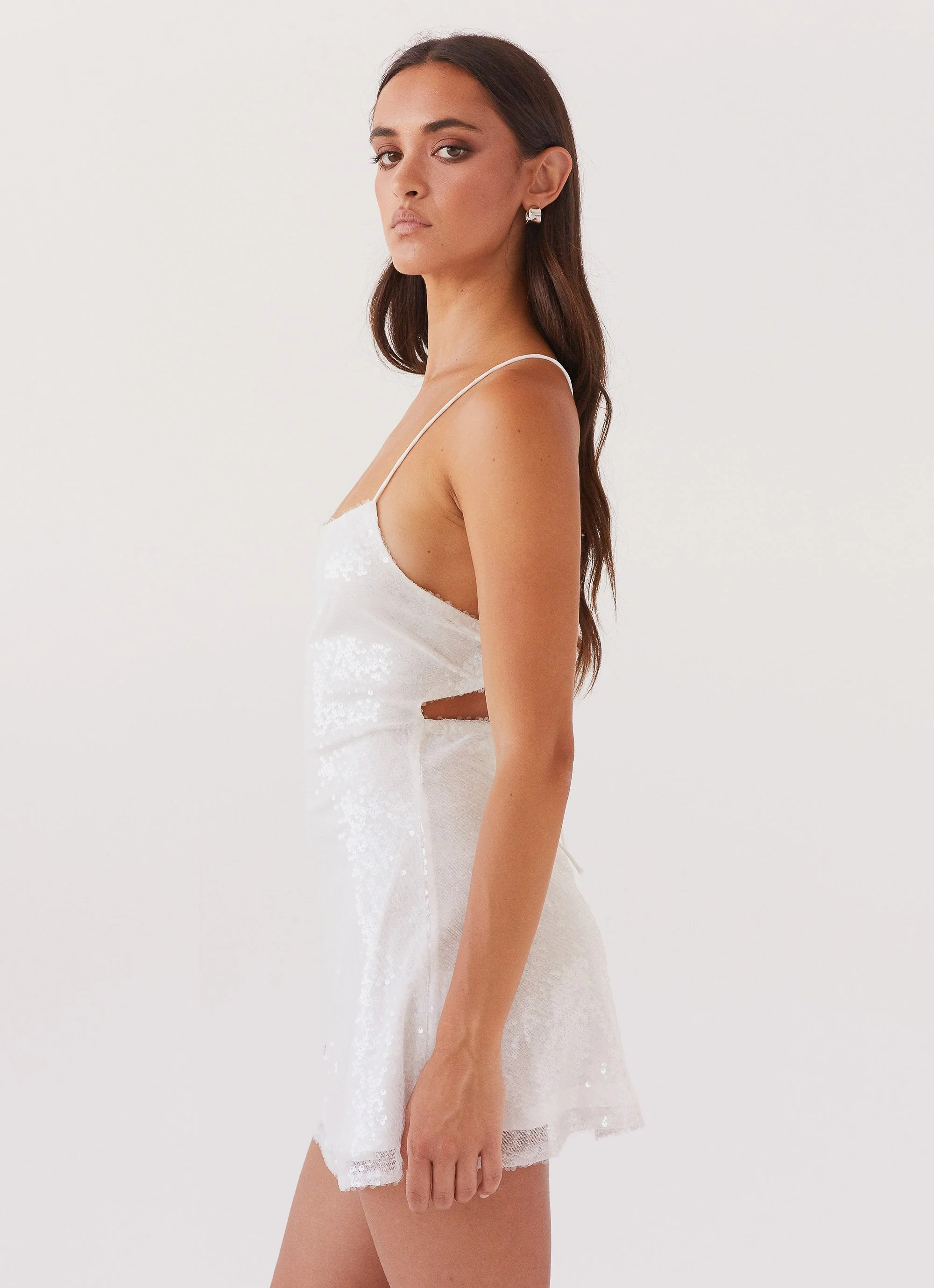 Endless Glow Sequin Mini Dress - White - Image 4