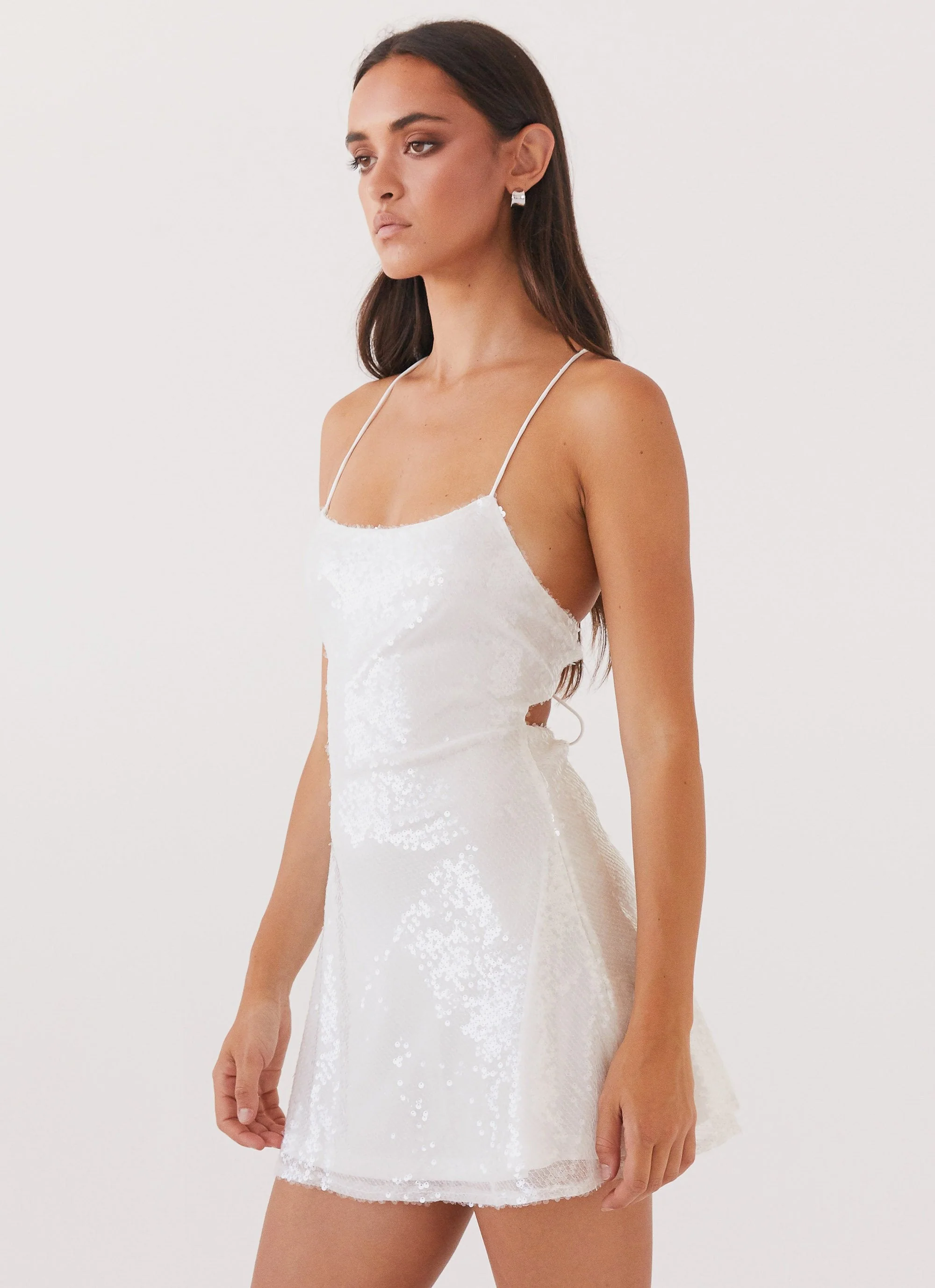 Endless Glow Sequin Mini Dress - White - Image 5