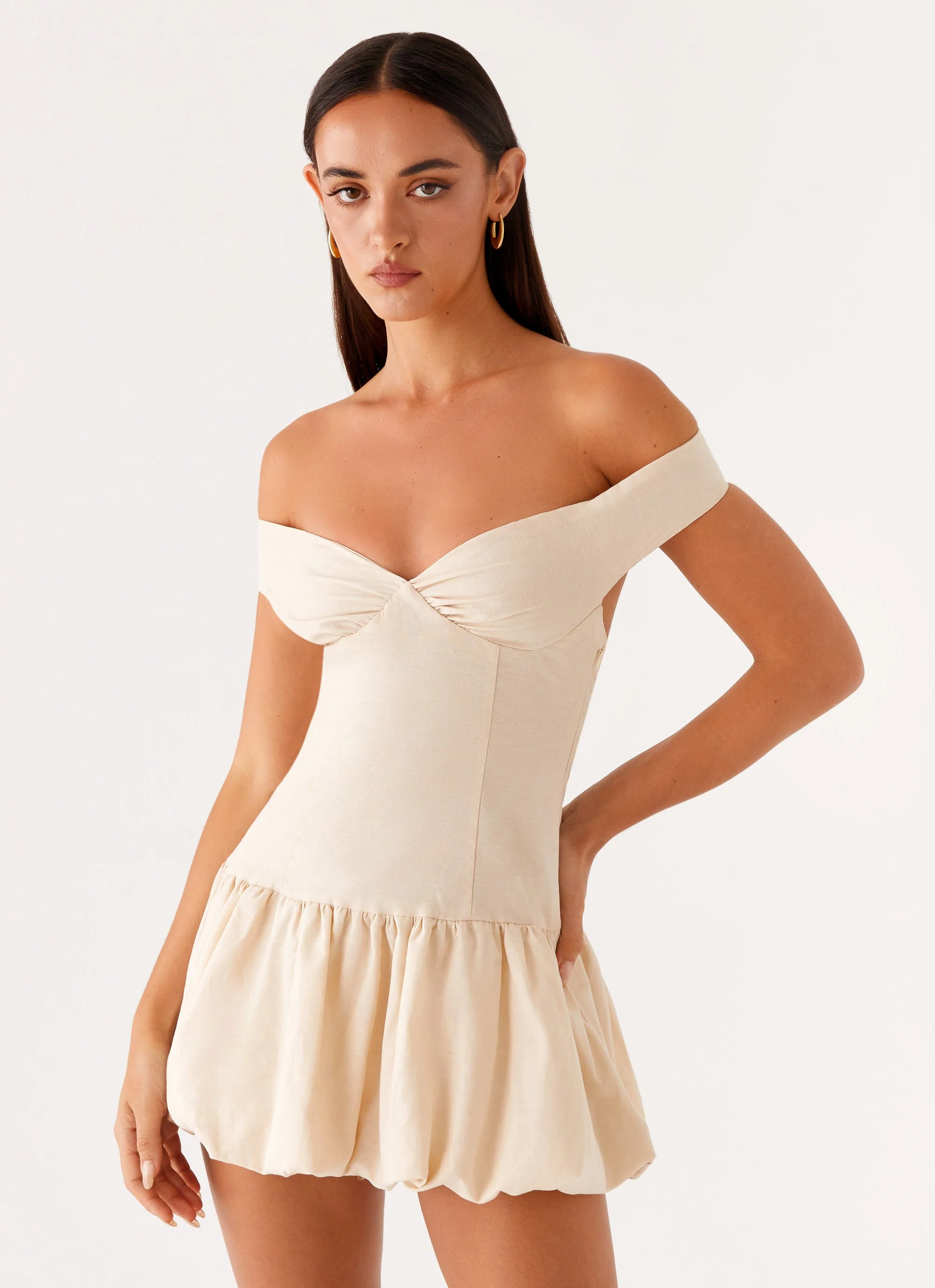 Endless Romance Off Shoulder Mini Dress - Butter - Image 6