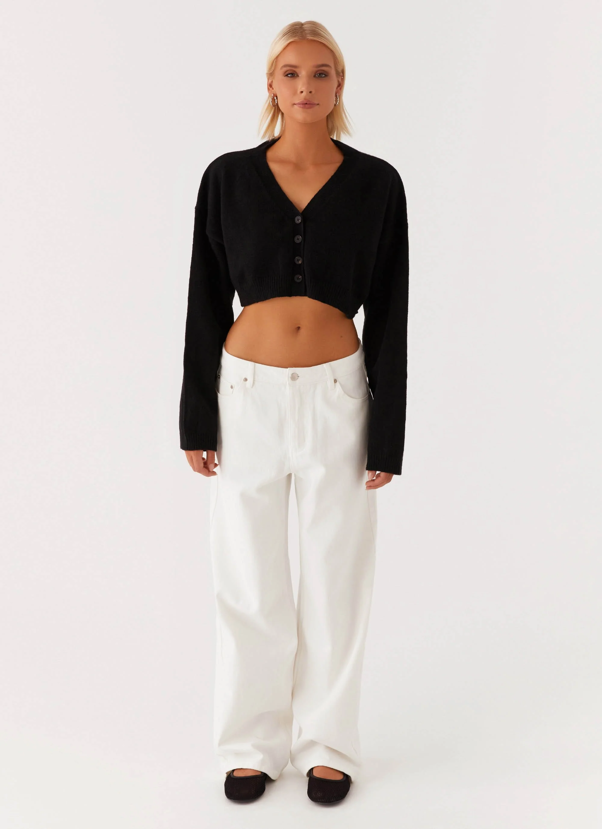 Endlessly Cropped Cardigan - Black - Image 2
