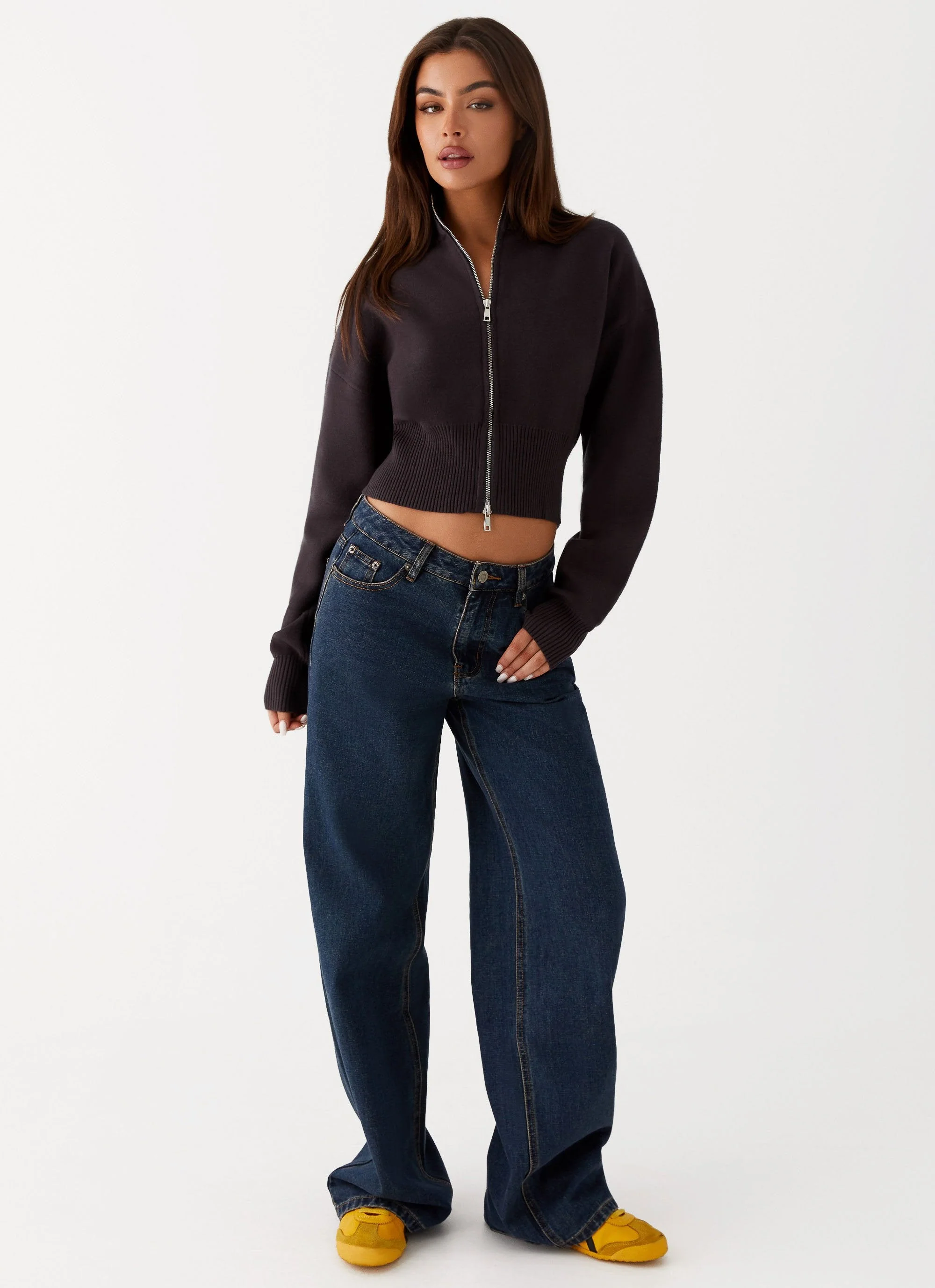 Episode High Neck Cardigan - Charcoal - Image 2
