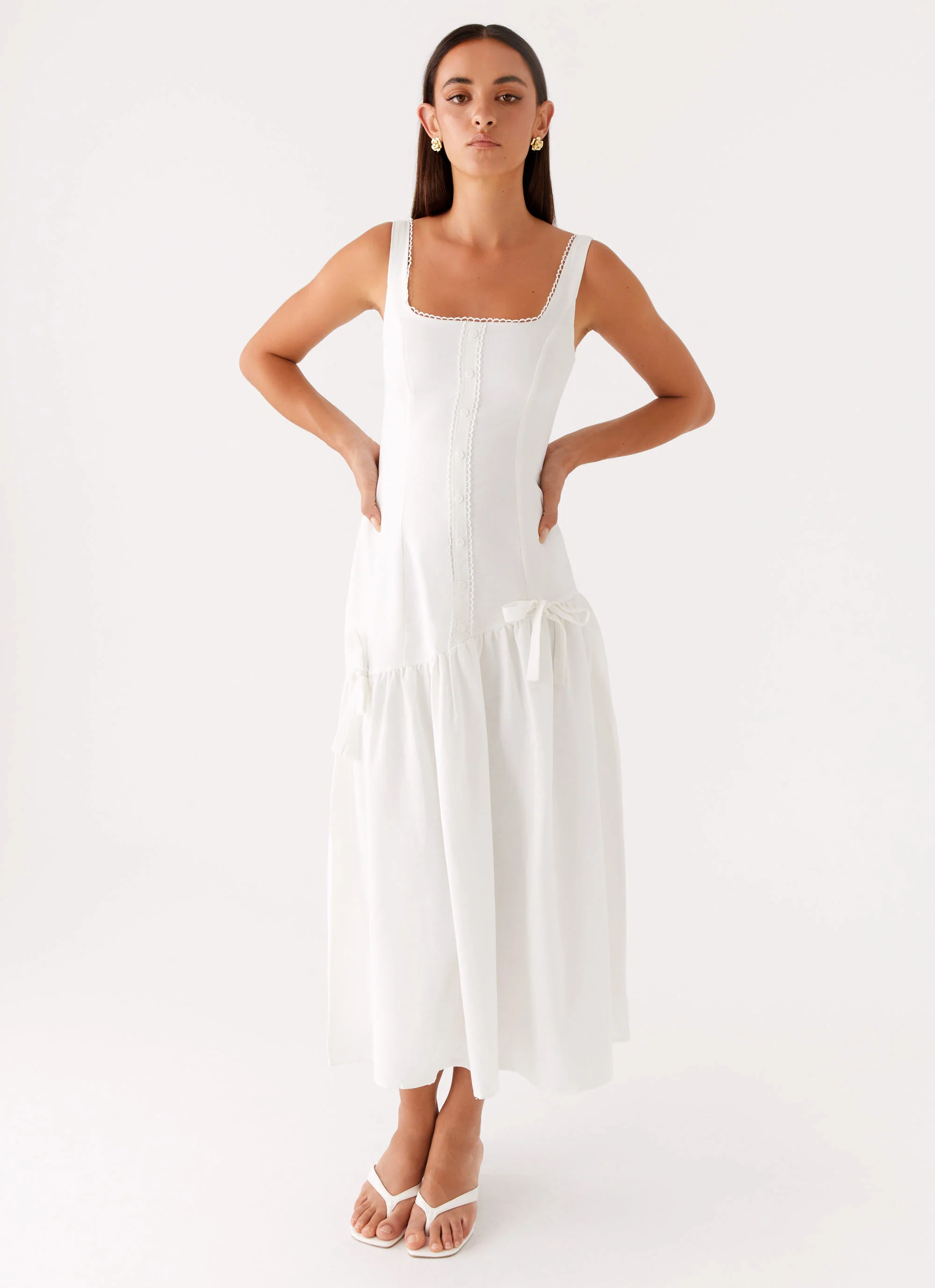 Esmerelda Midi Dress - White - Image 5