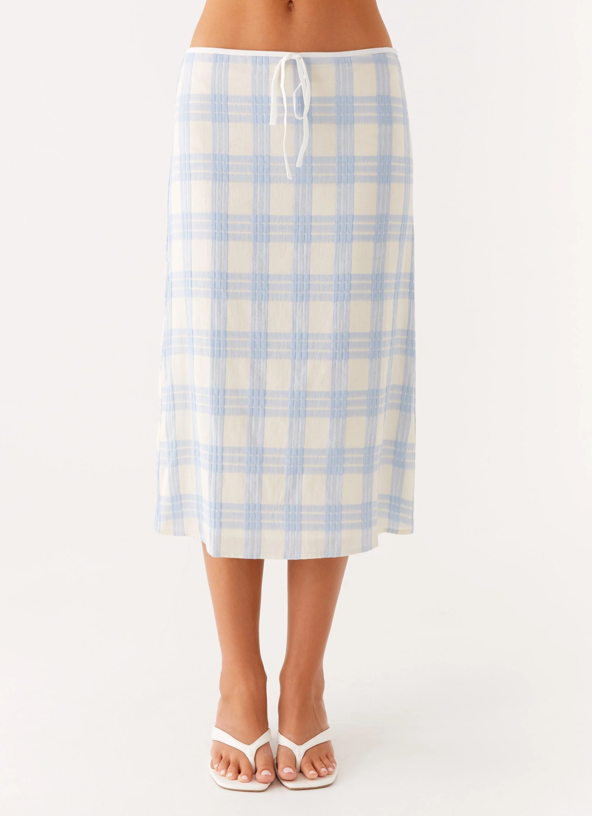 Esther Midi Skirt - Blue Check Seersucker - Image 4