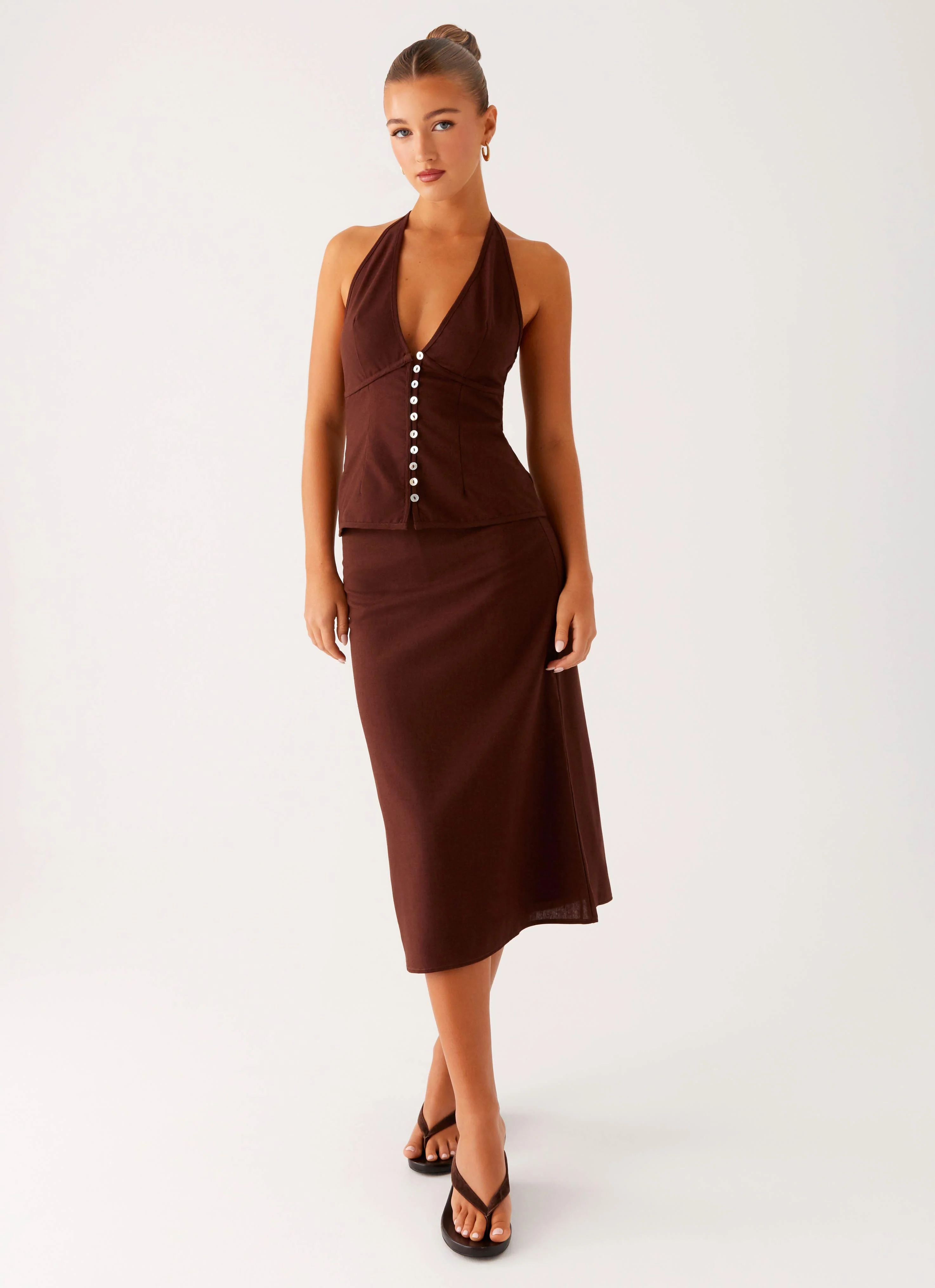 Esther Midi Skirt - Chocolate - Image 6