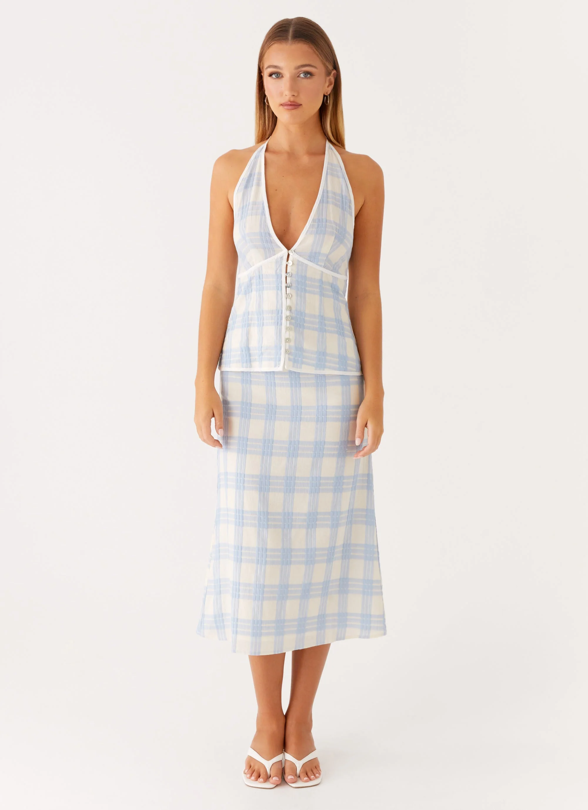 Esther Top - Blue Check Seersucker - Image 2