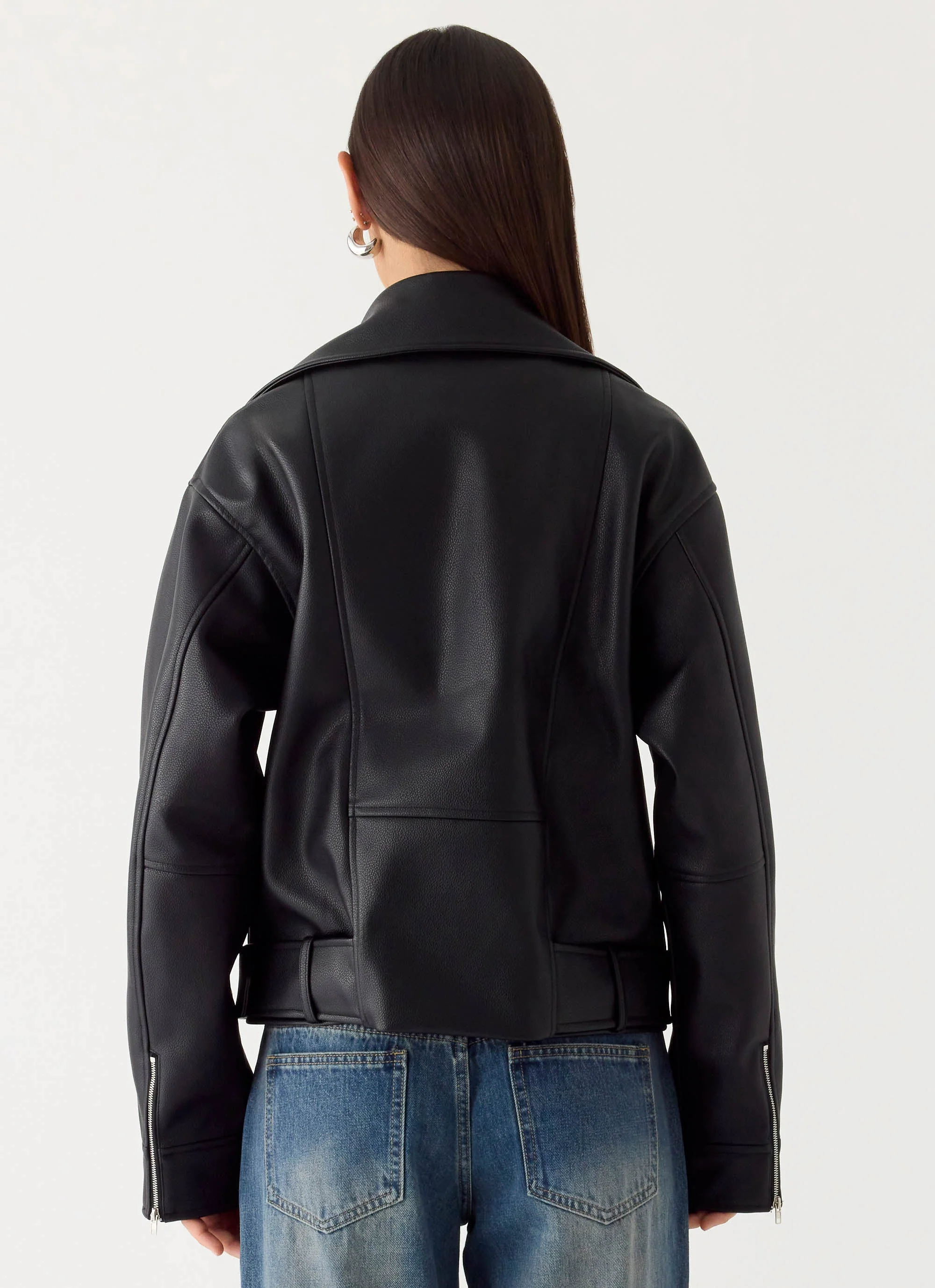 Ethan PU Biker Jacker - Black - Image 4