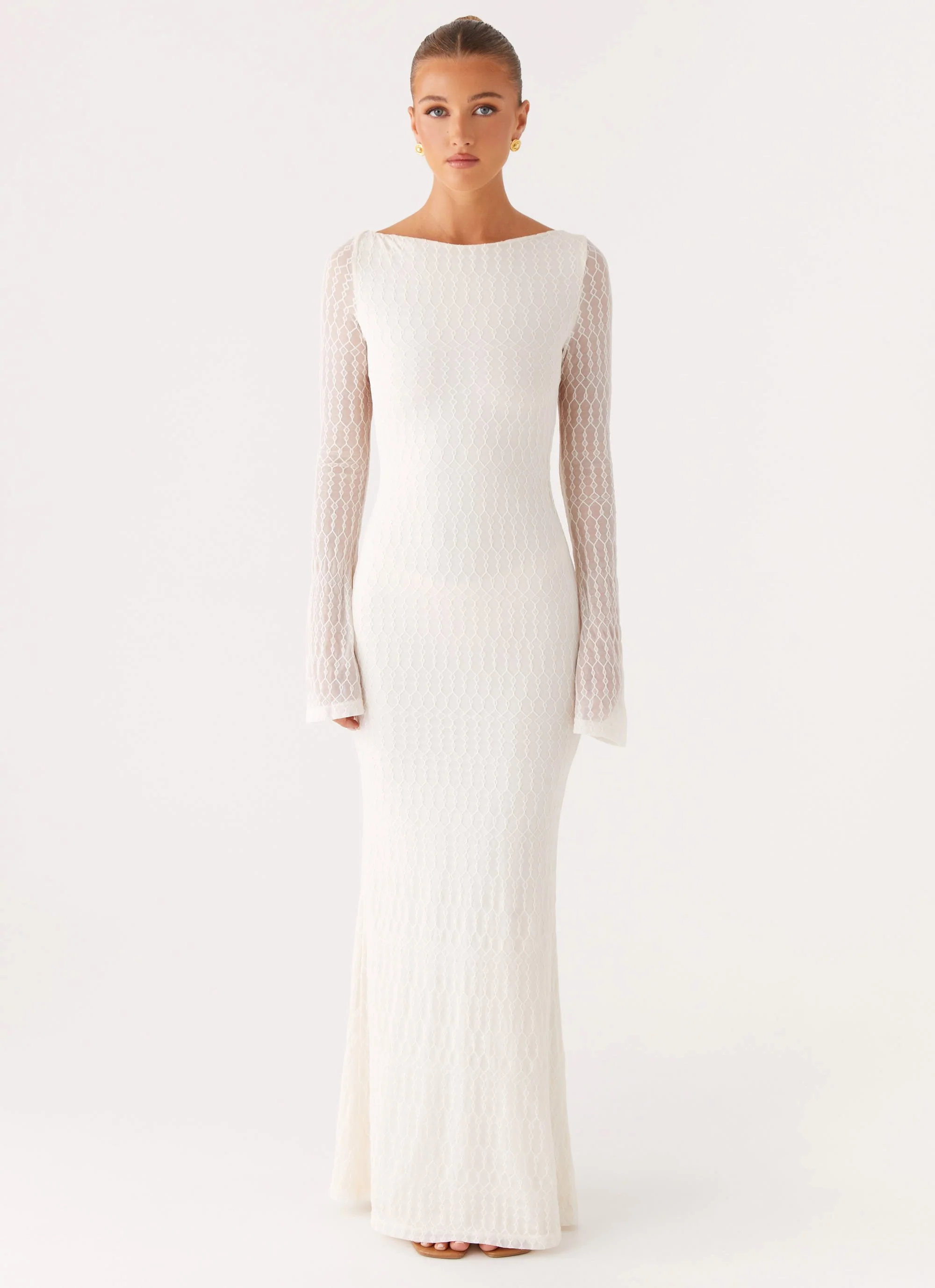 Ethereal Long Sleeve Maxi Dress - Ivory - Image 2