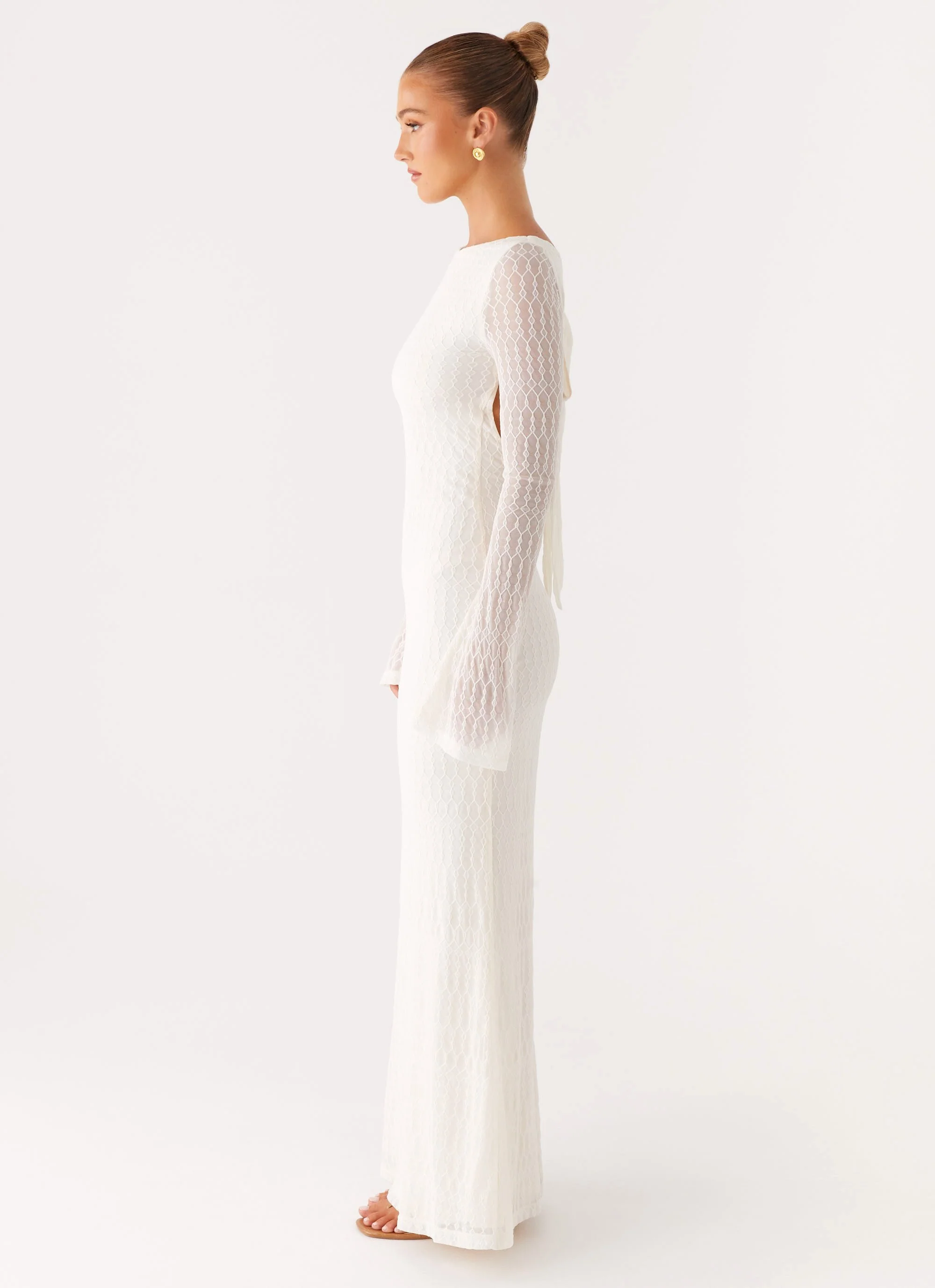Ethereal Long Sleeve Maxi Dress - Ivory - Image 3