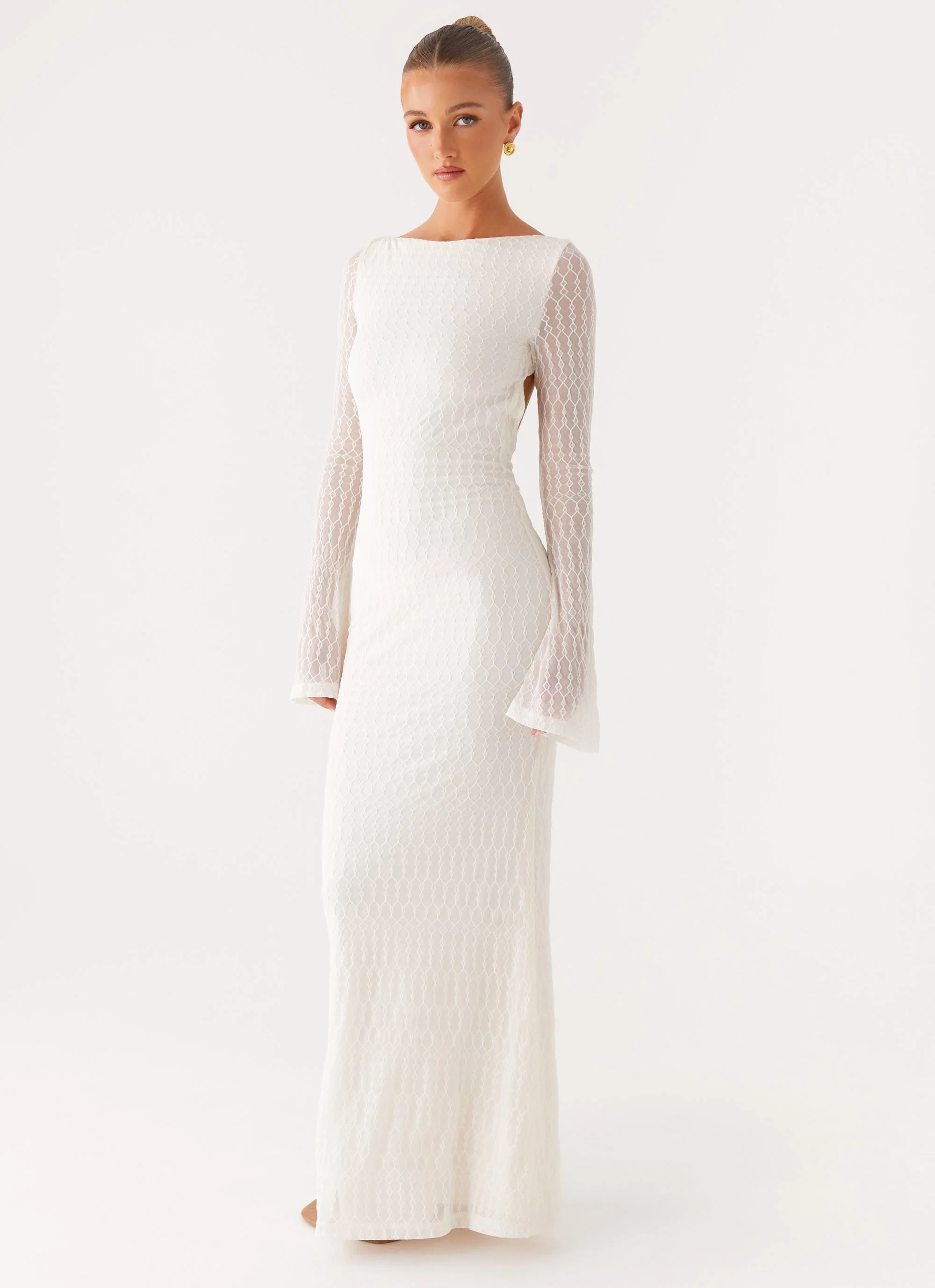 Ethereal Long Sleeve Maxi Dress - Ivory - Image 5