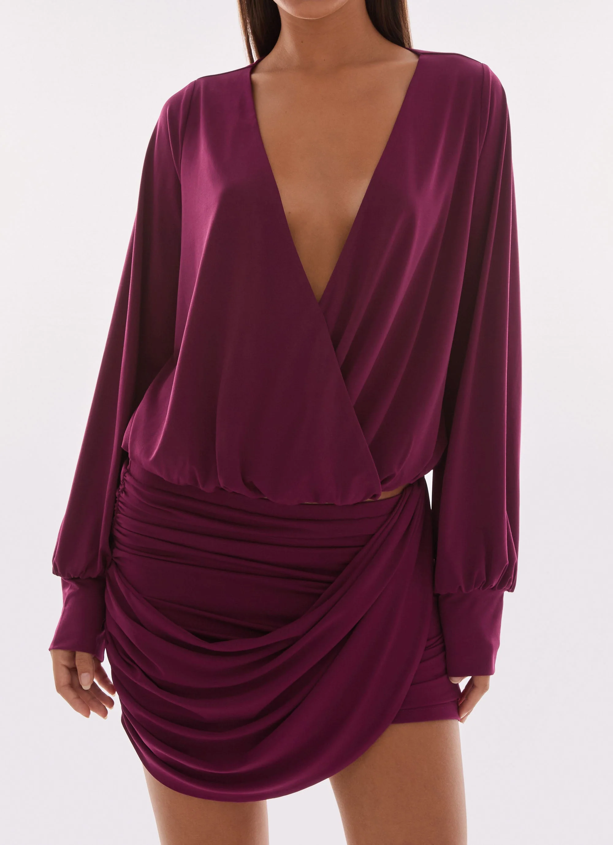 Ettah Wrap Mini Skirt - Plum - Image 5