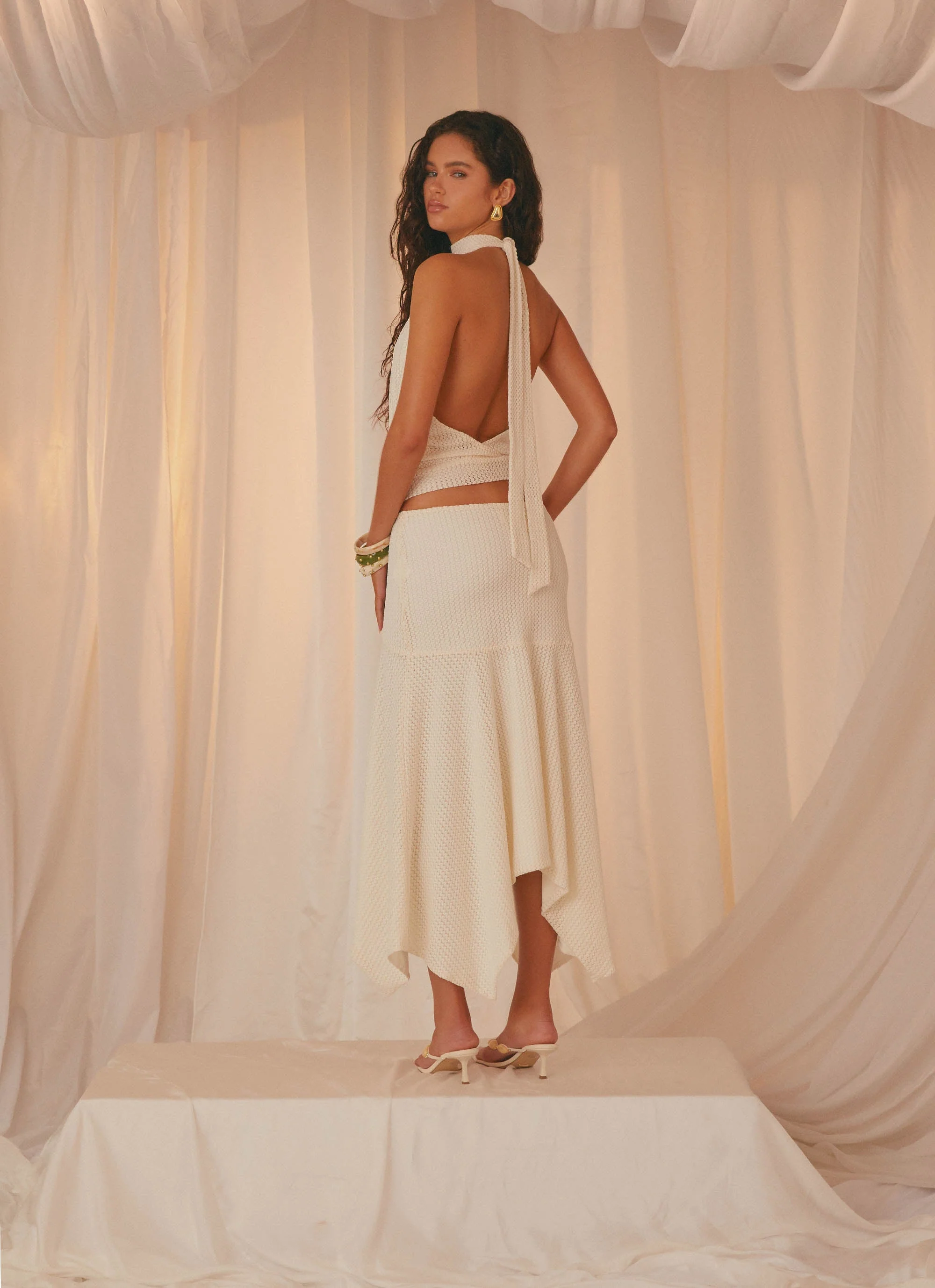 Evaden Low Rise Midi Skirt - Ivory - Image 4