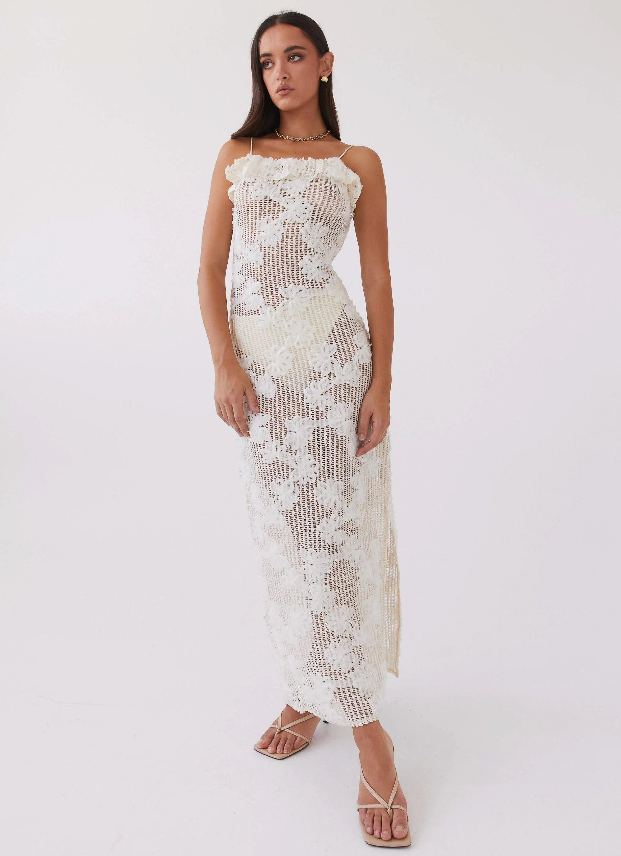 Evangeline Embroidered Maxi Dress - Ivory Tea - Image 4