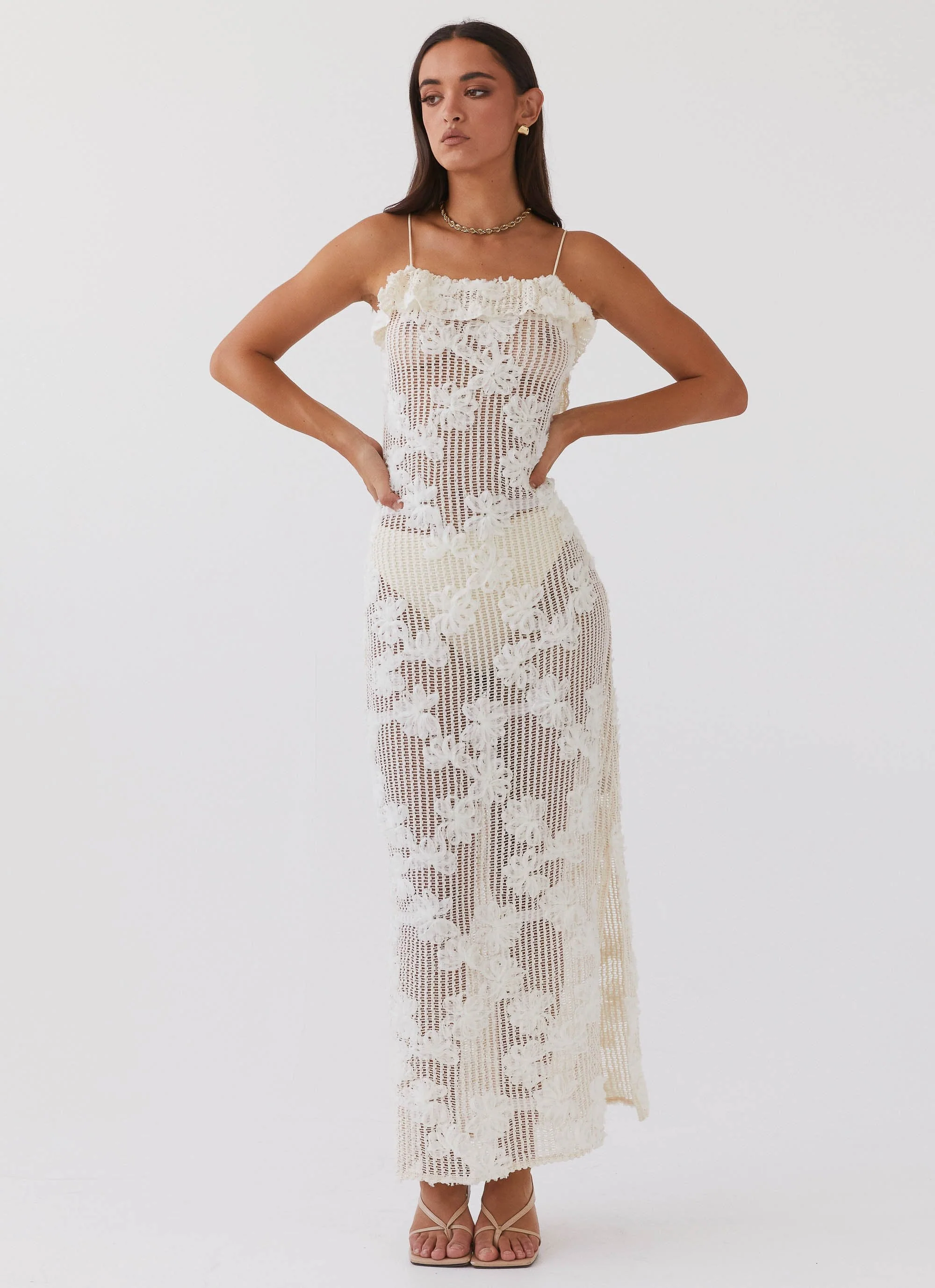 Evangeline Embroidered Maxi Dress - Ivory Tea - Image 5