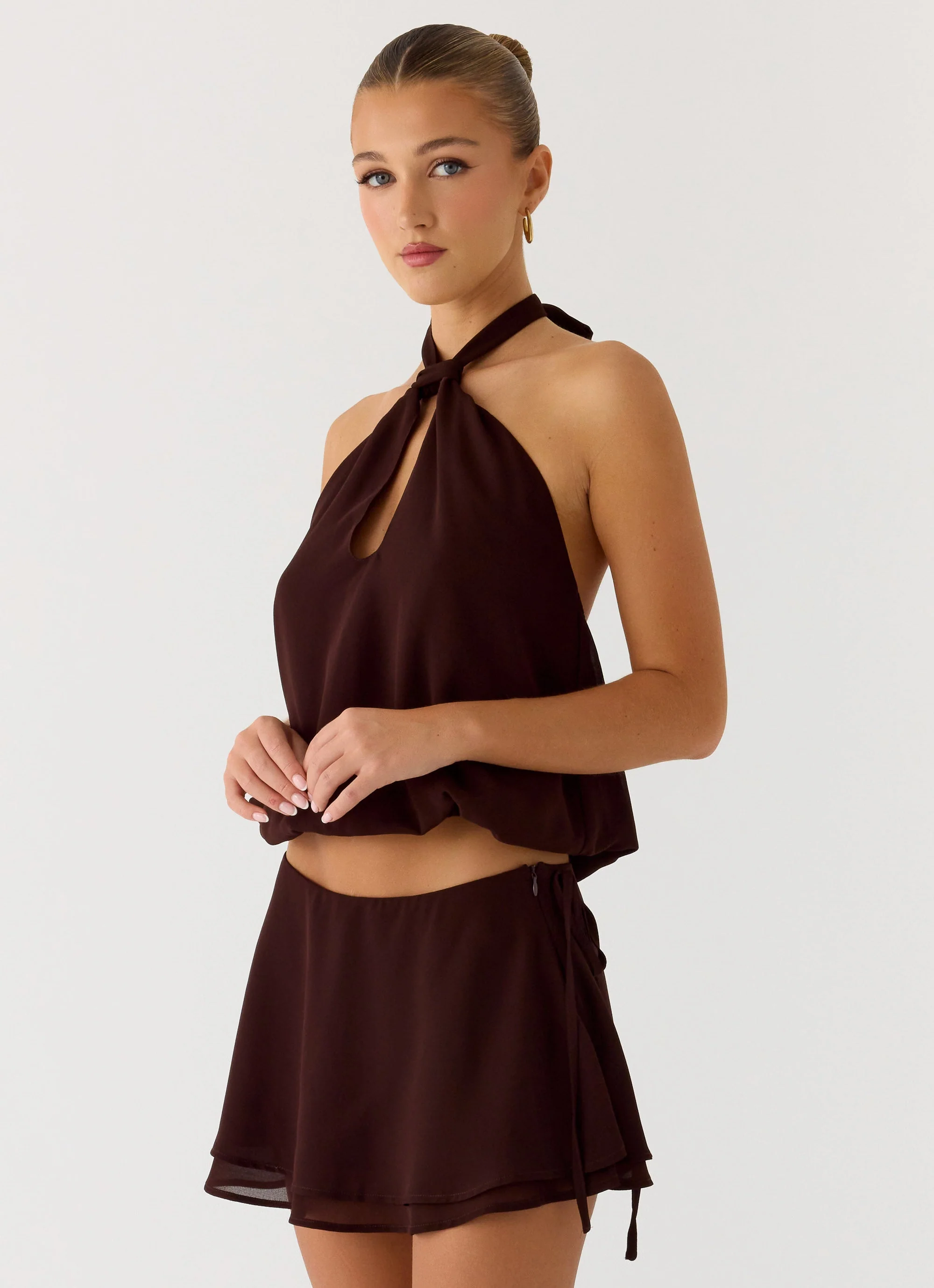 Everywhere I Go Mini Skirt - Chocolate - Image 6