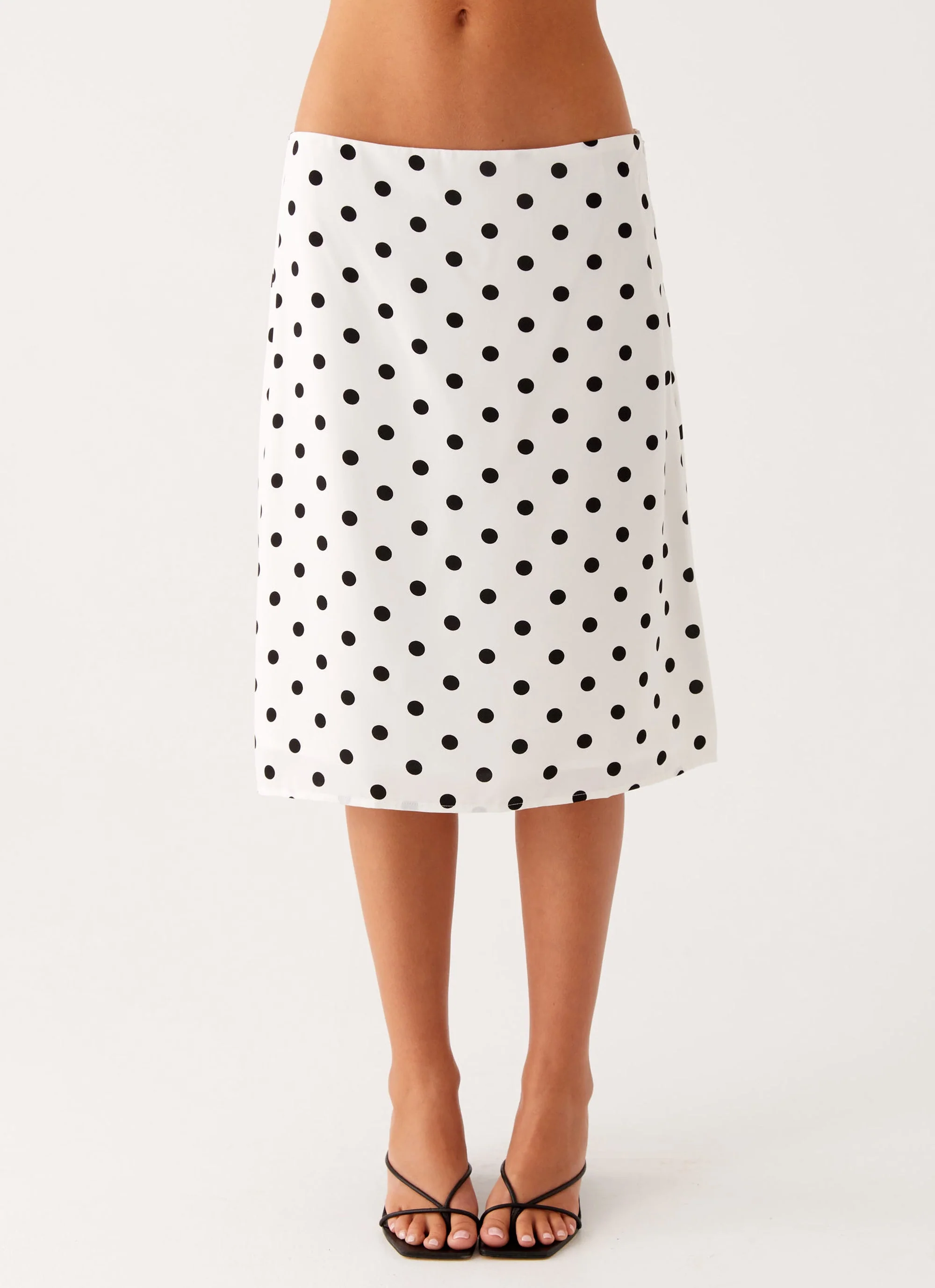 Evoke Chiffon Midi Skirt - White Polka Dot - Image 3