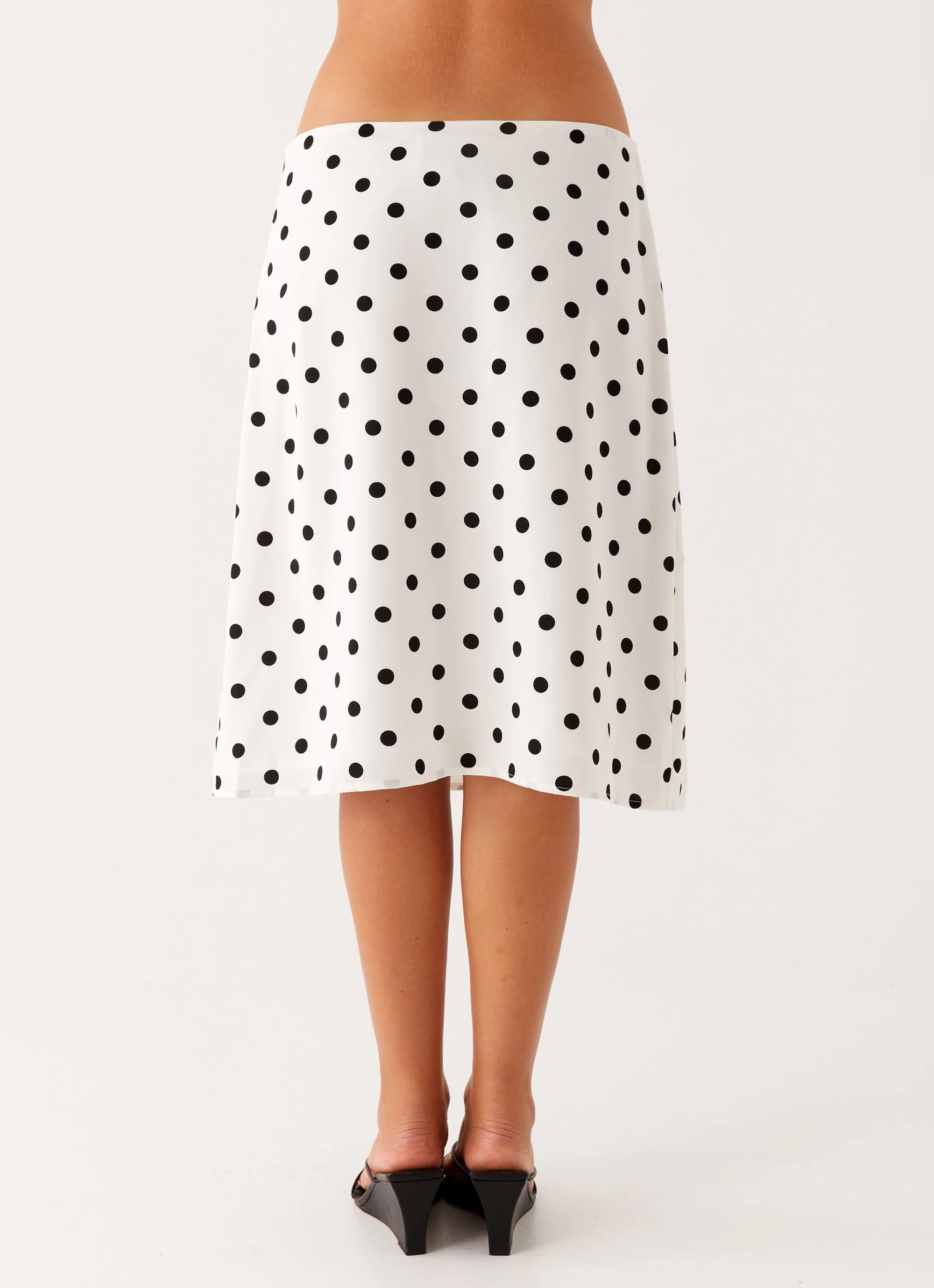 Evoke Chiffon Midi Skirt - White Polka Dot - Image 5