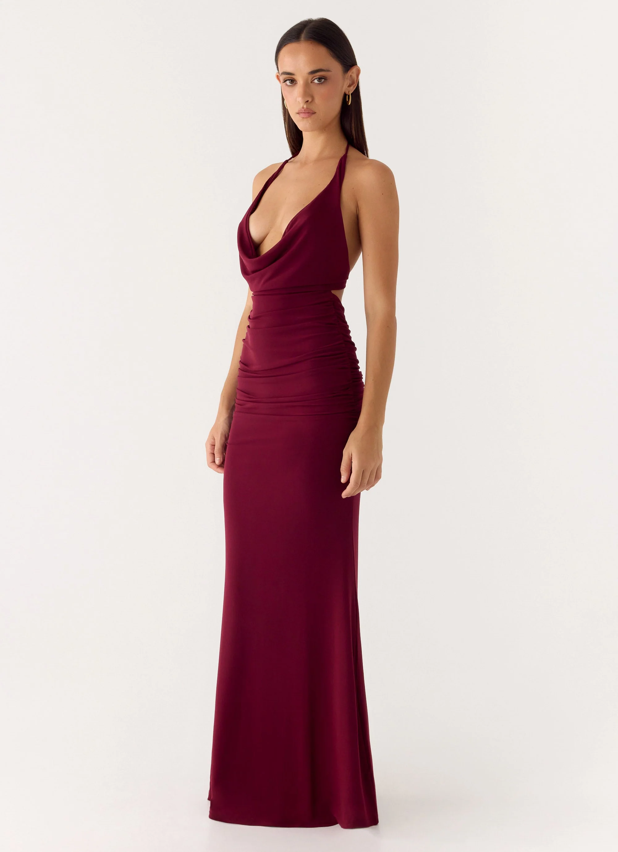 Eyes Closed Maxi Dress - Dark Cherry - Image 4