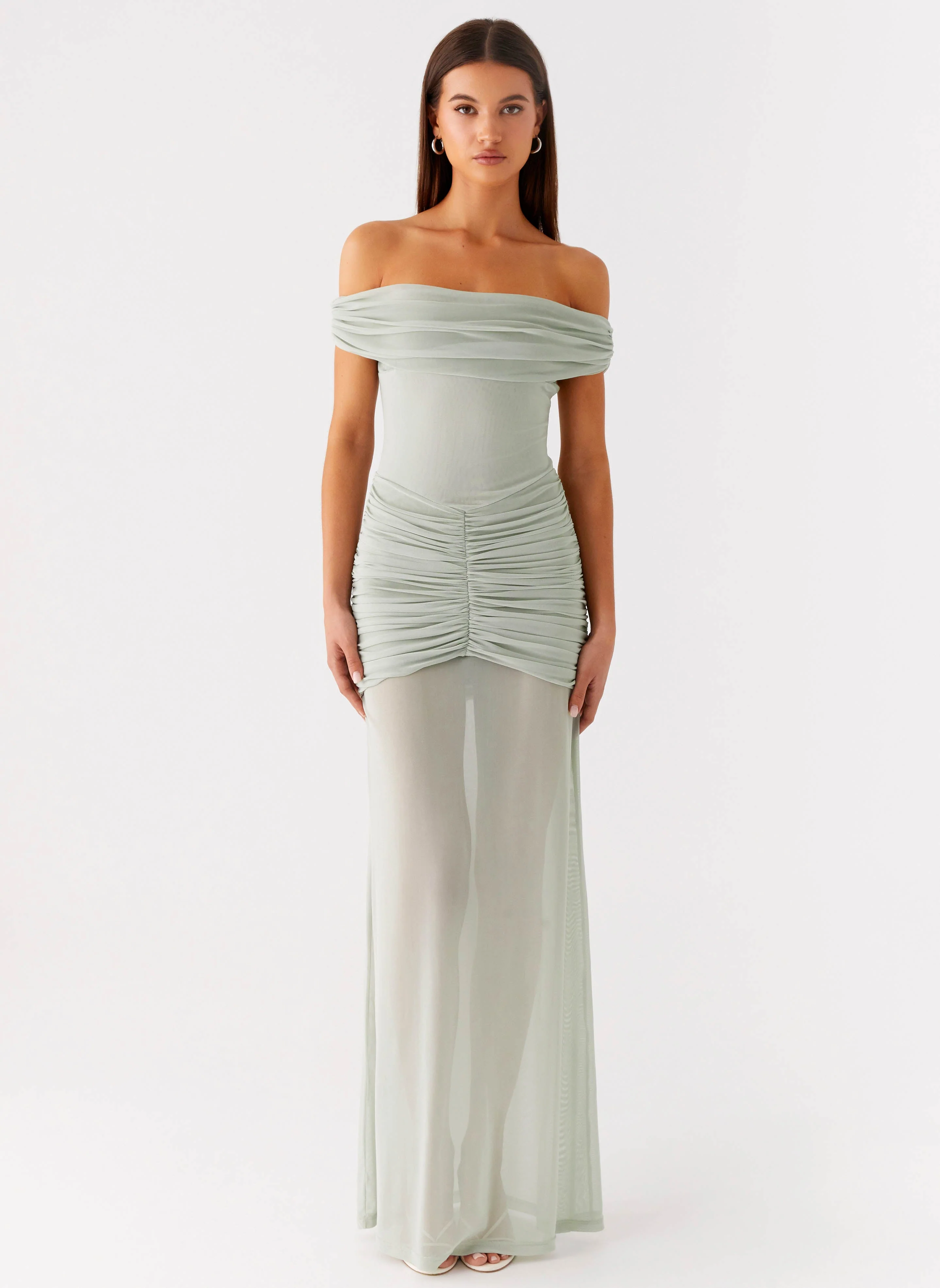 Eyllin Off Shoulder Maxi Dress - Sage - Image 2