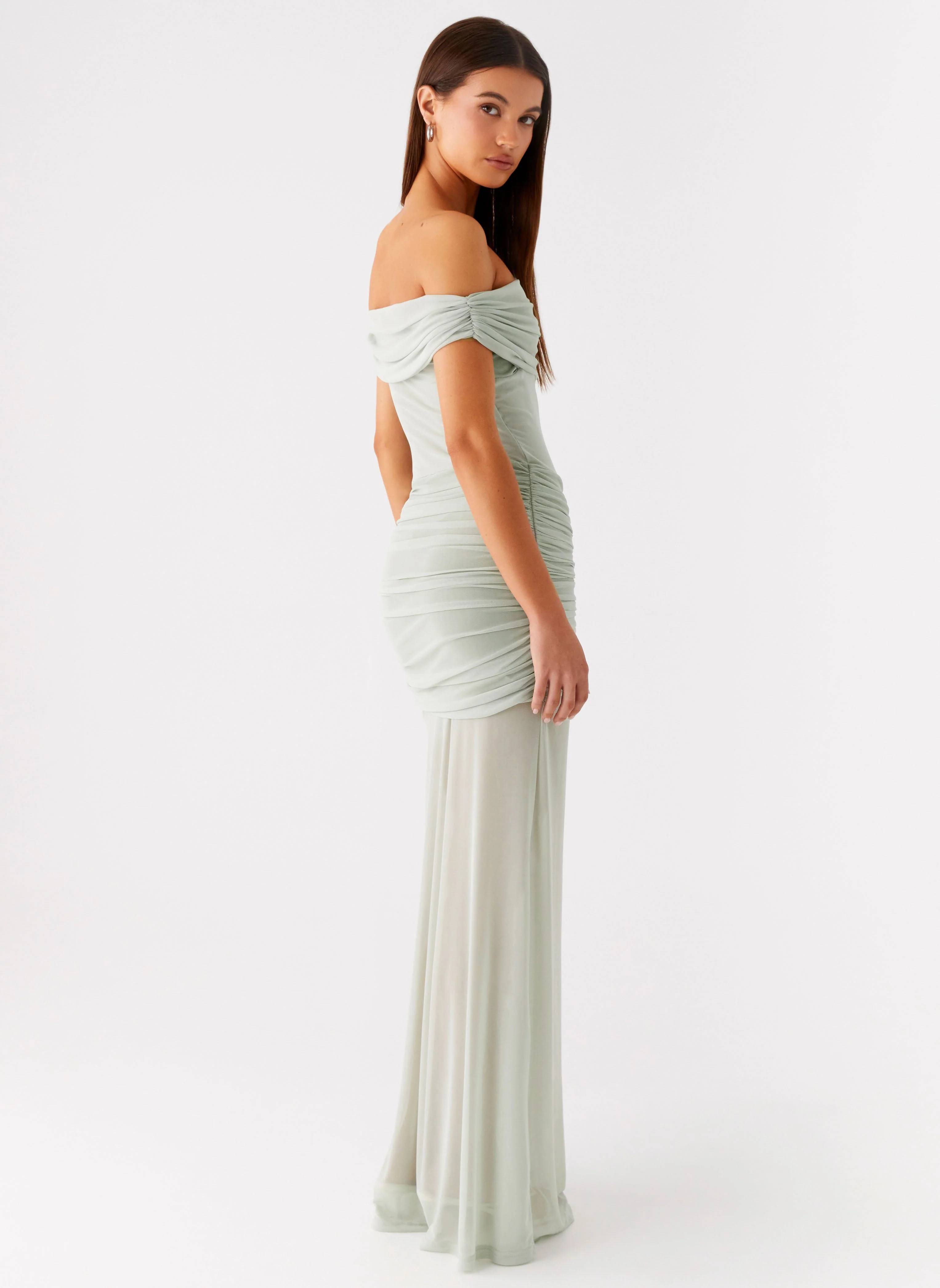 Eyllin Off Shoulder Maxi Dress - Sage - Image 5