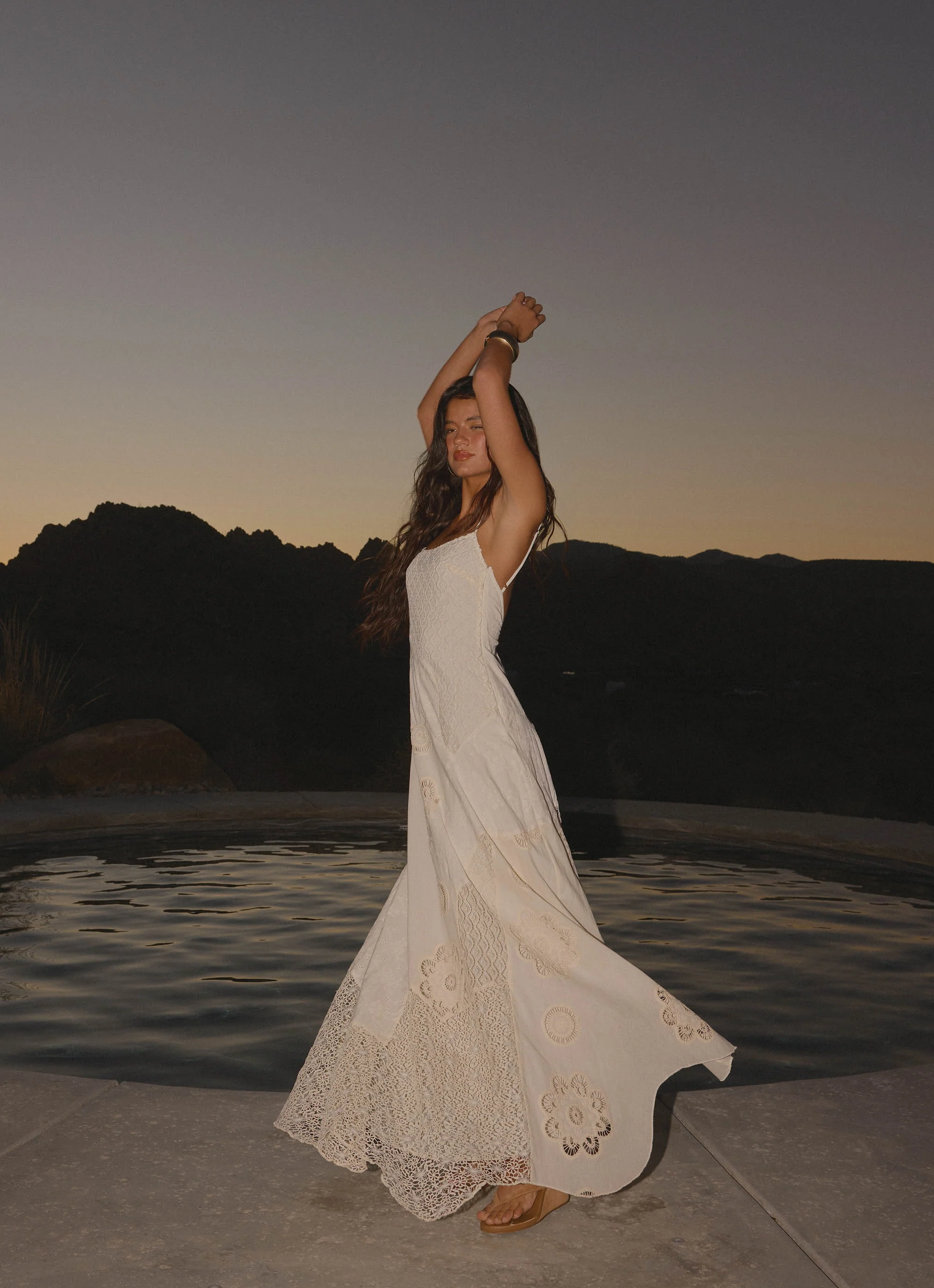 Fabienne Spliced Cotton Maxi Dress - Ivory - Image 2