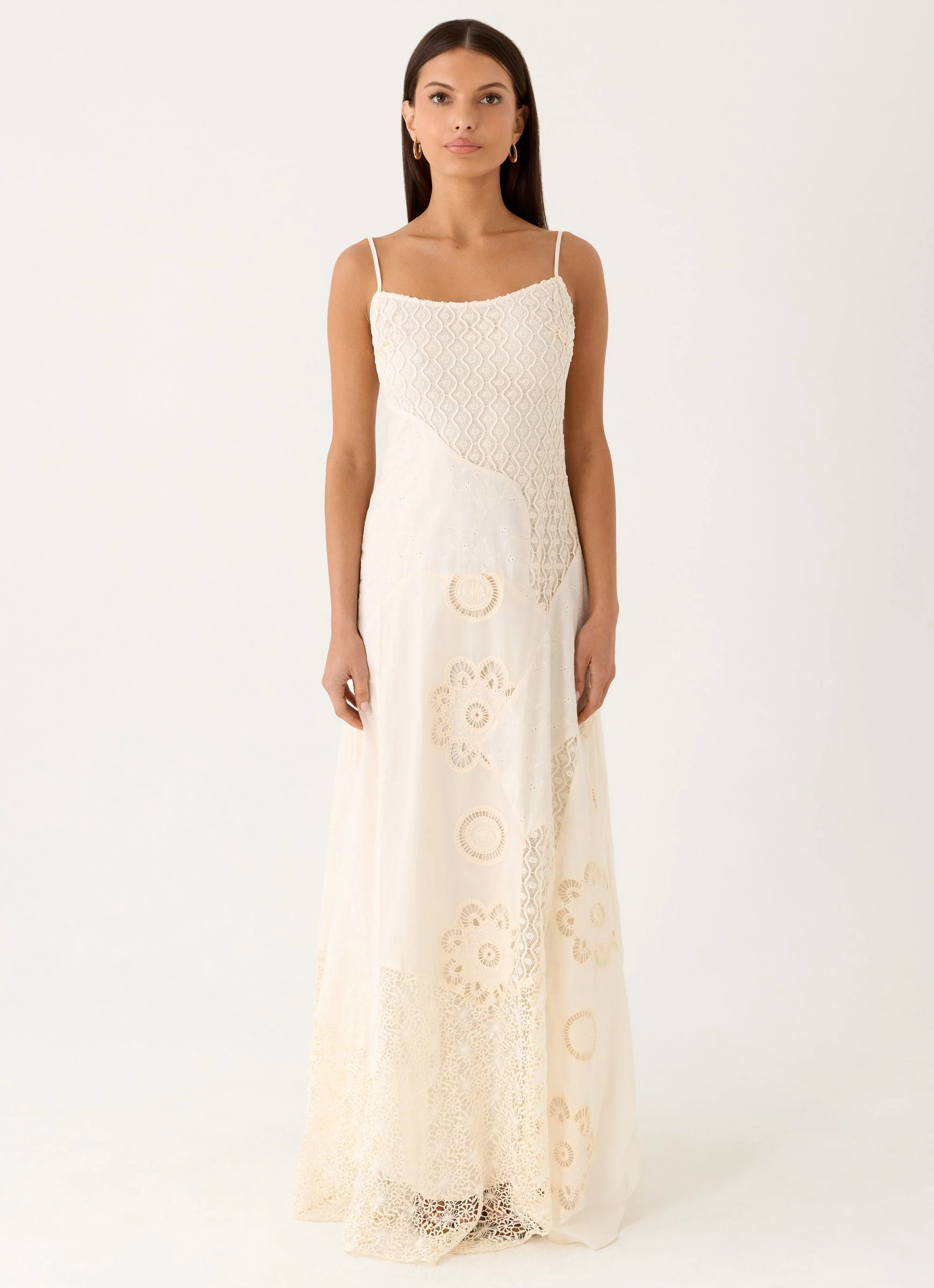 Fabienne Spliced Cotton Maxi Dress - Ivory - Image 3