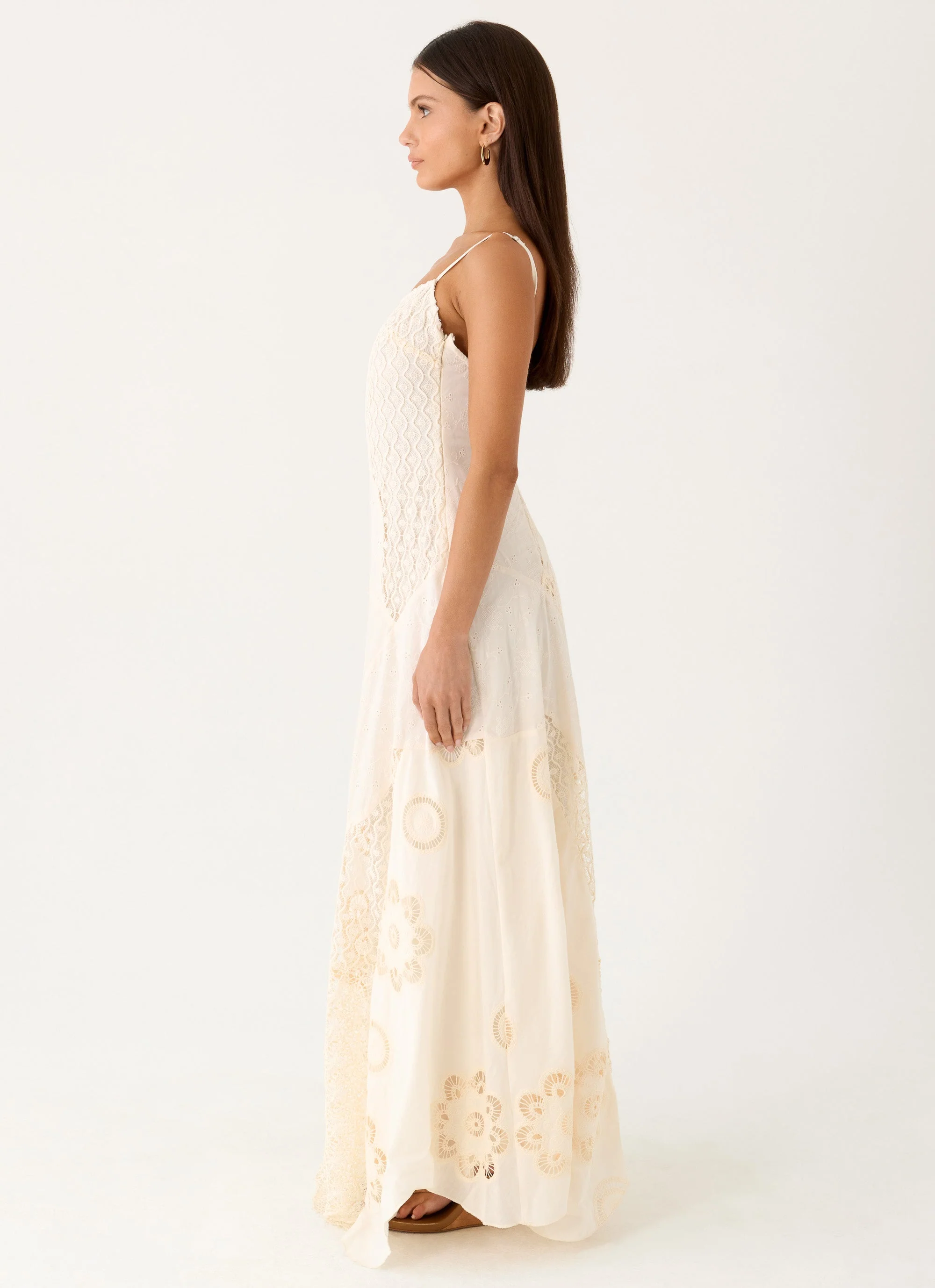 Fabienne Spliced Cotton Maxi Dress - Ivory - Image 4