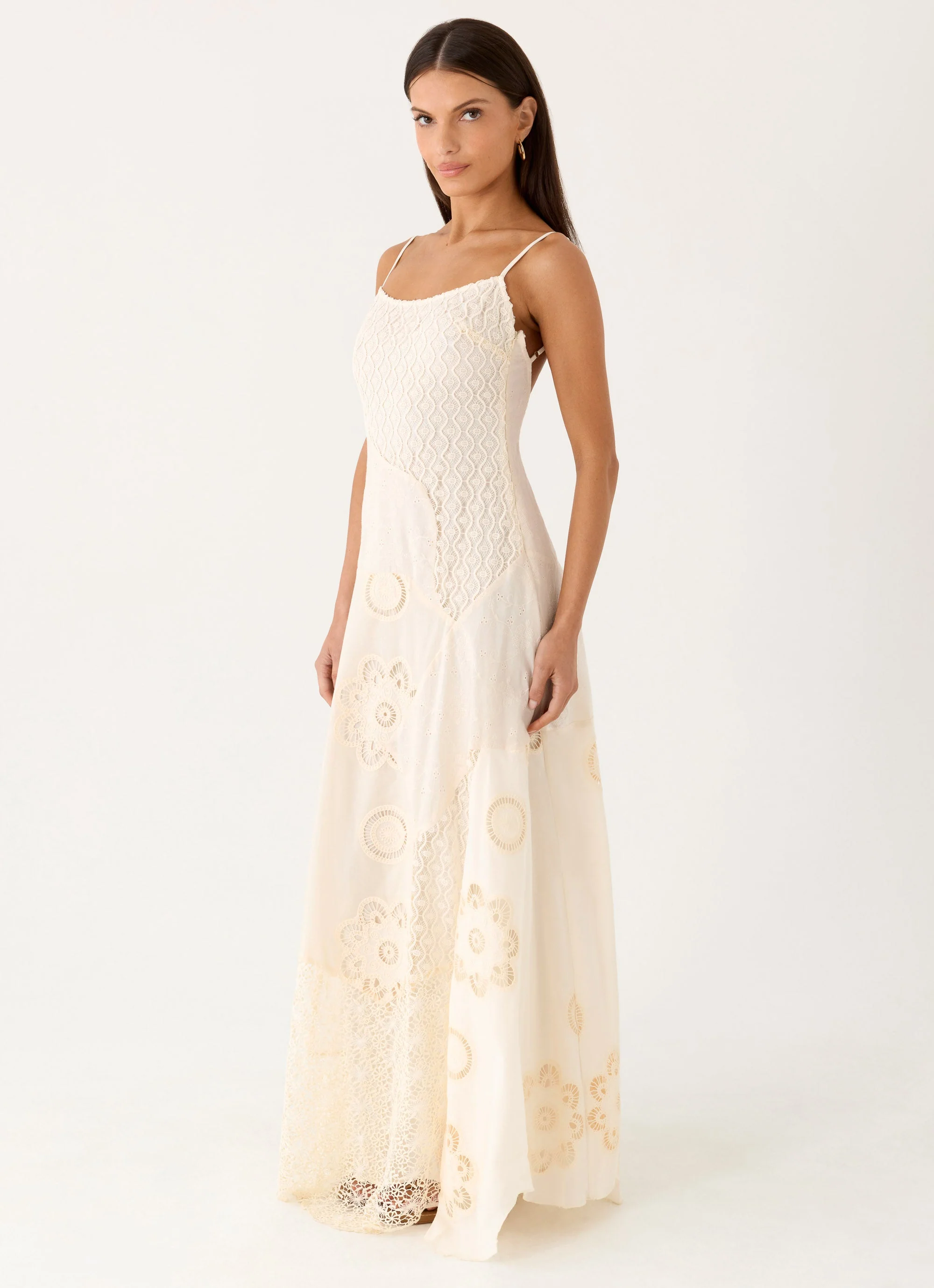 Fabienne Spliced Cotton Maxi Dress - Ivory - Image 6