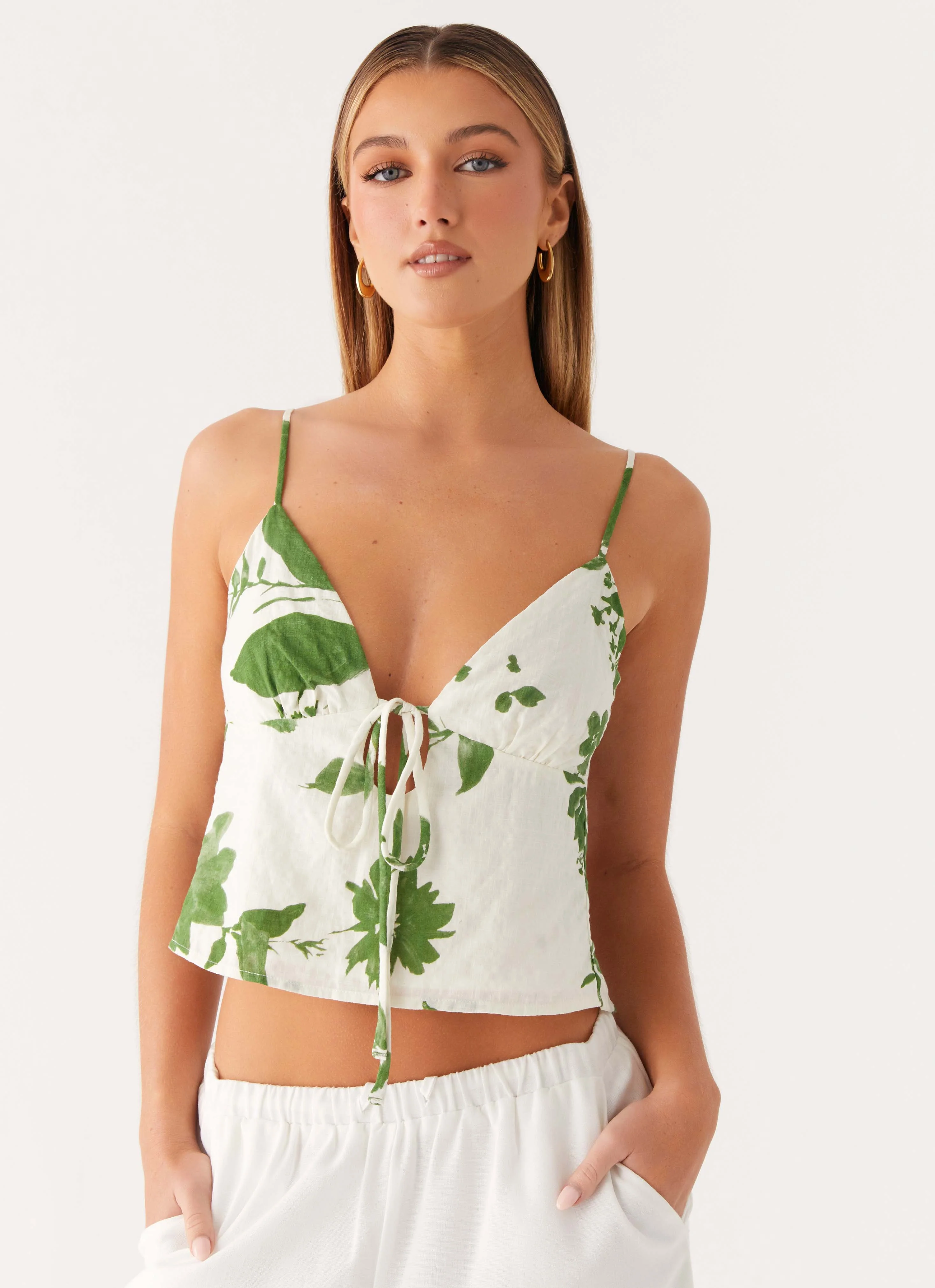 Faela Cotton Cami Top - Verdant Bloom - Image 5