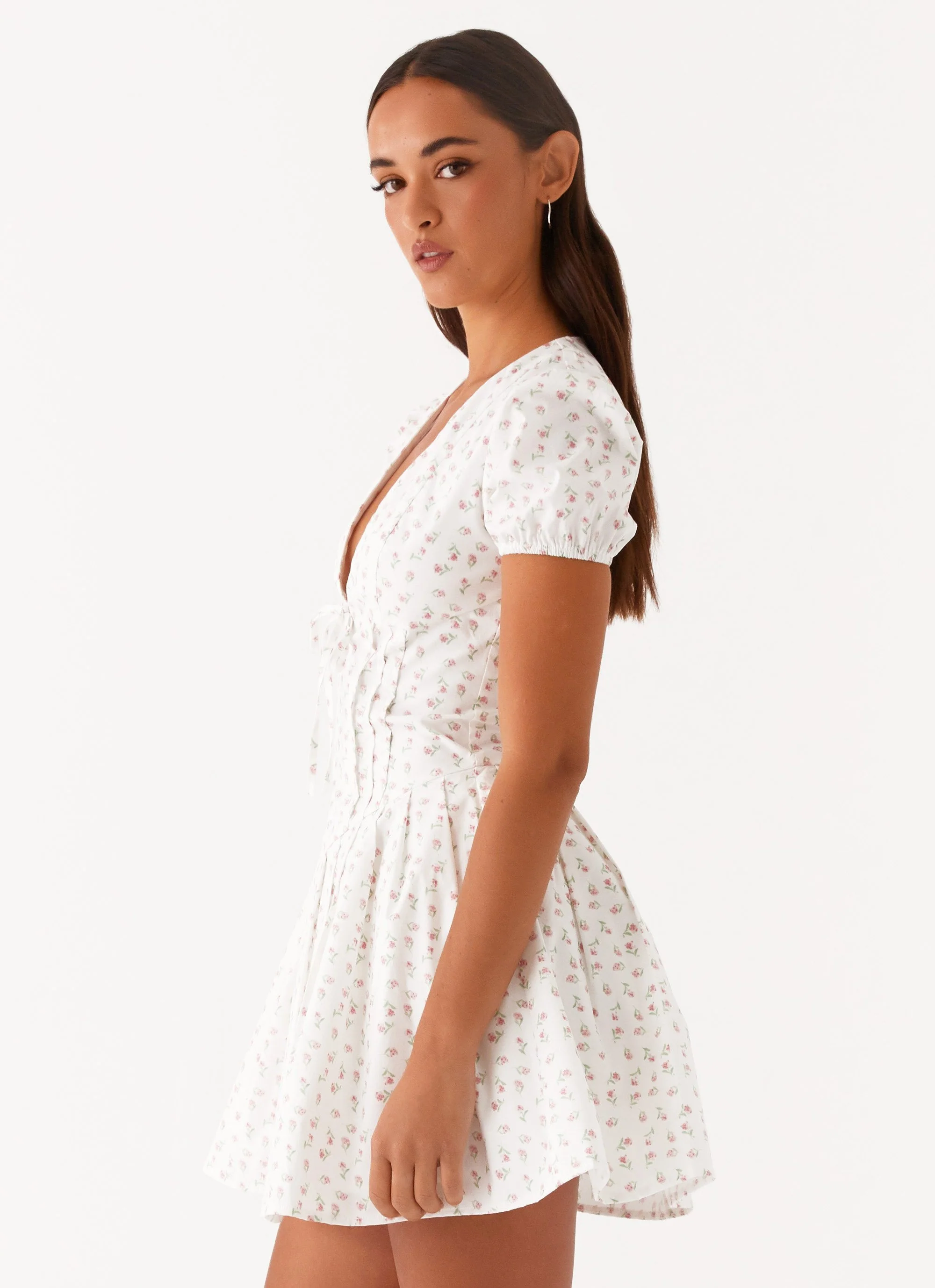 Falling Water Mini Dress - White Floral - Image 3