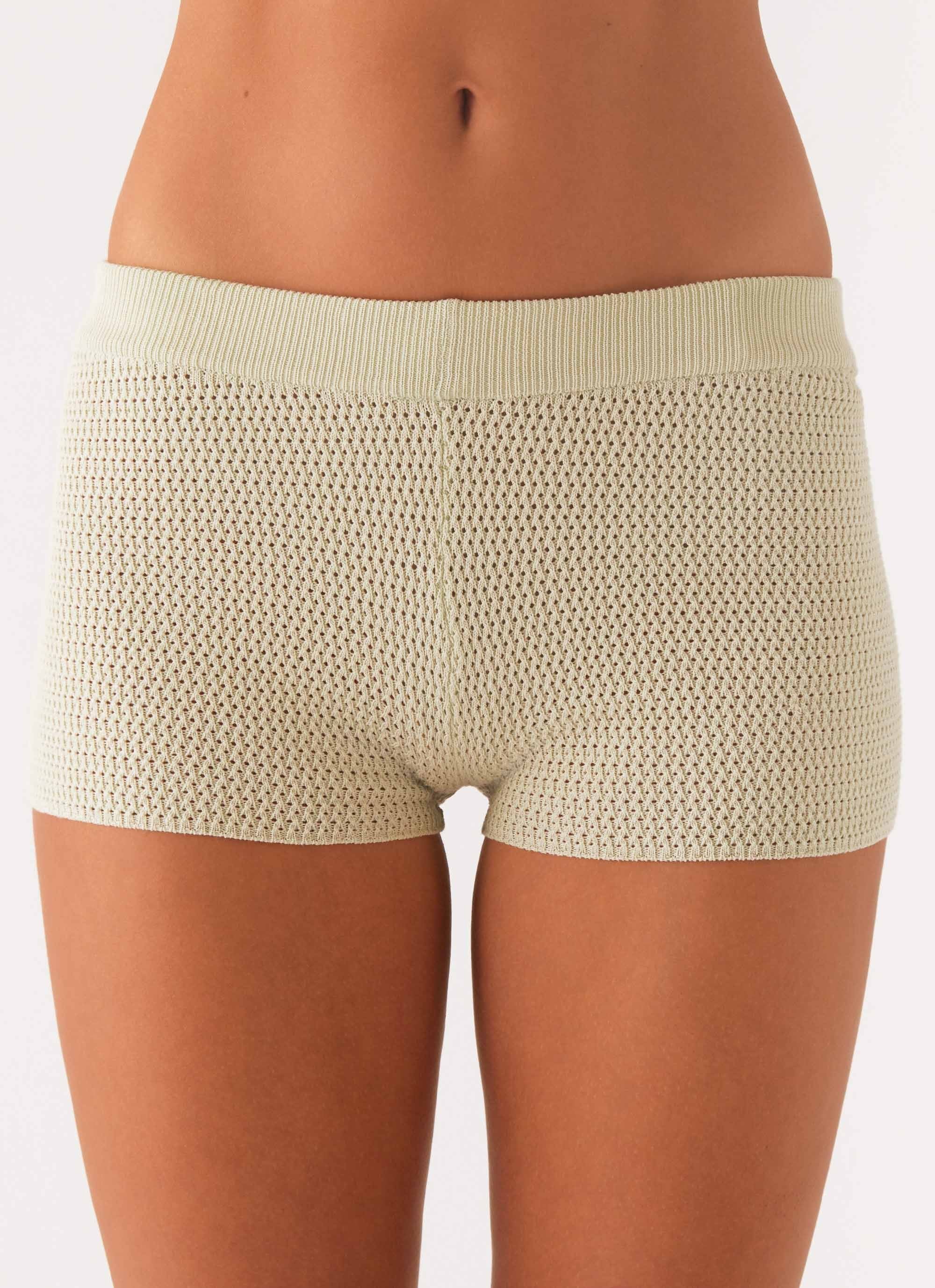 Fantasise Knit Mini Shorts - Mint - Image 6