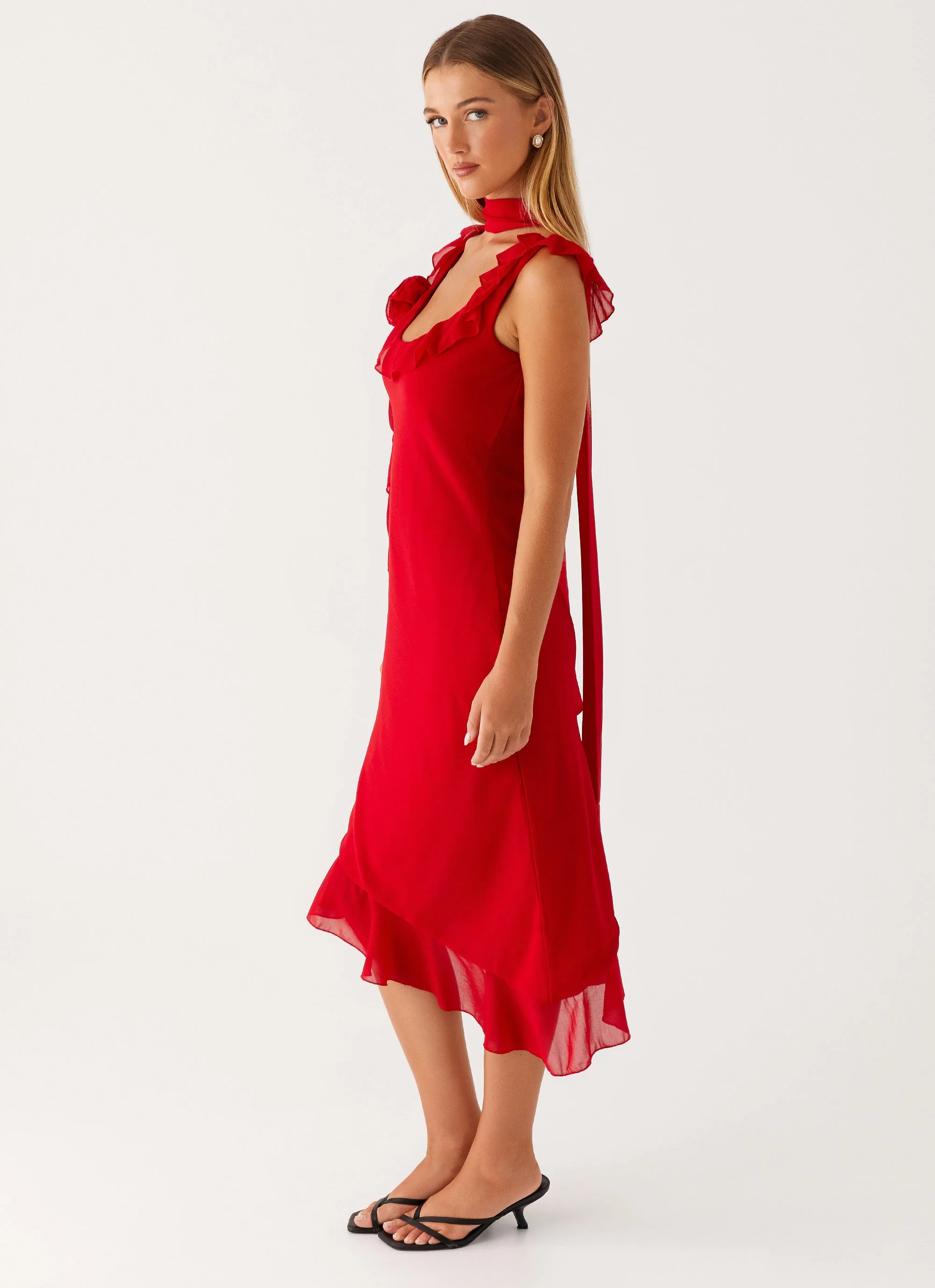Fariday Midi Dress - Red - Image 2