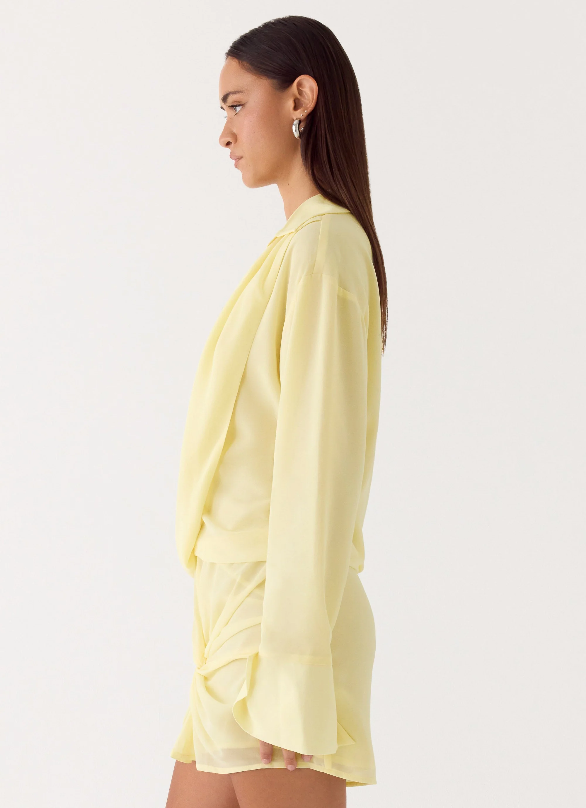 Farretti Shirt Mini Dress - Pale Yellow - Image 2