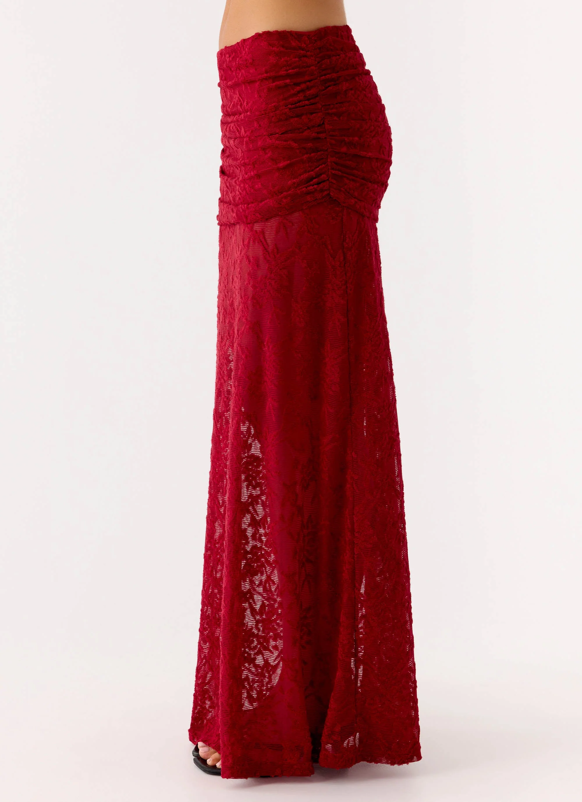 Farruko Jacquard Maxi Skirt - Dark Cherry - Image 2