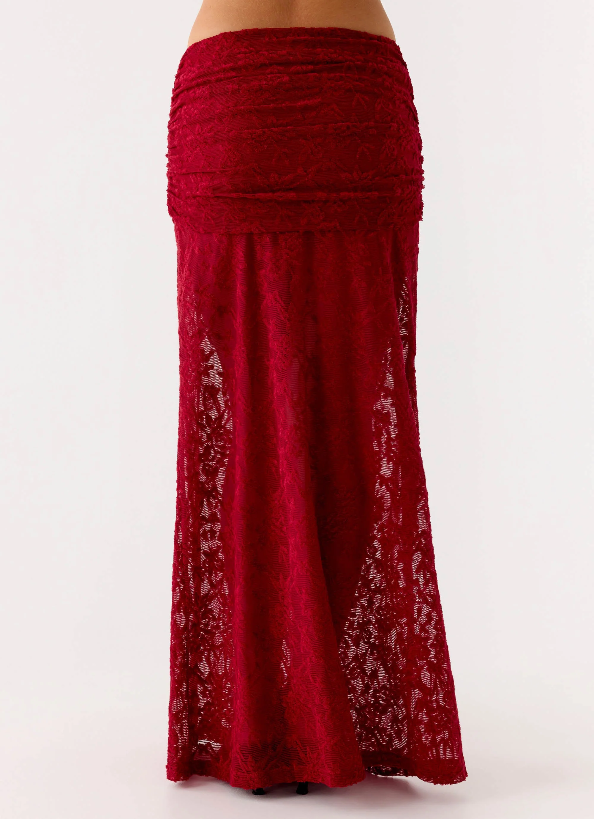 Farruko Jacquard Maxi Skirt - Dark Cherry - Image 3
