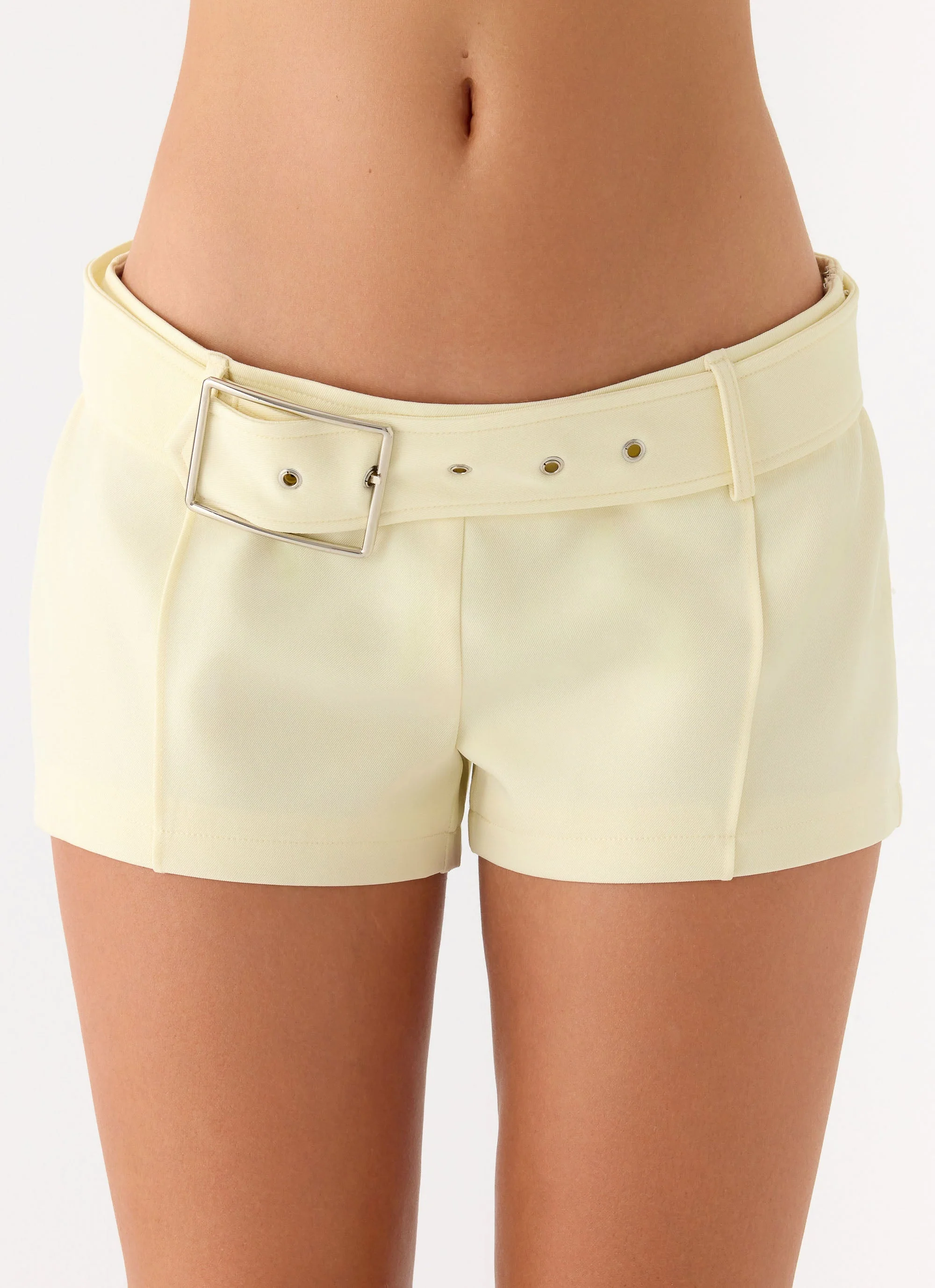 Favourite Moment Belt Mini Shorts - Pale Yellow - Image 6