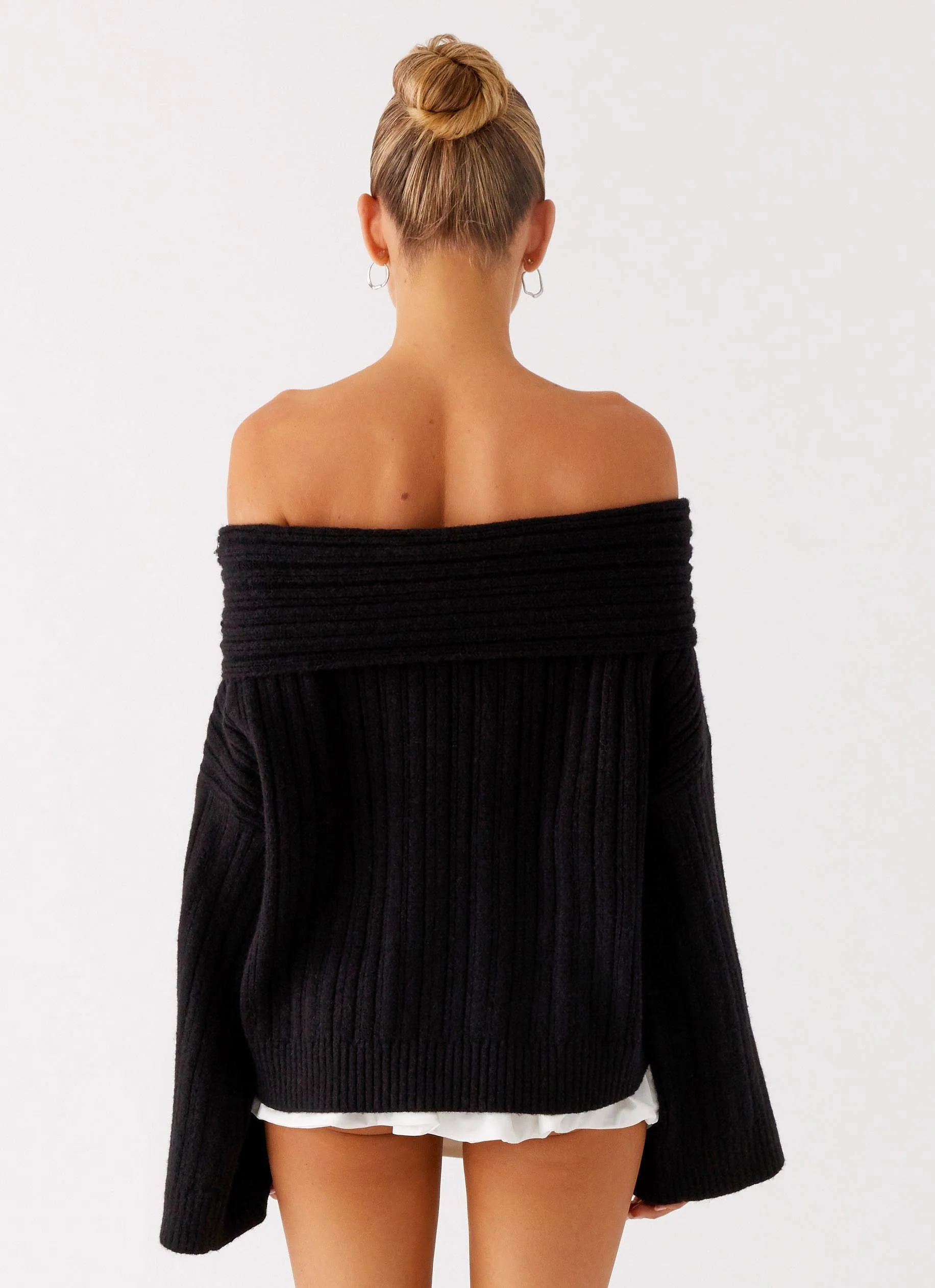 Federica Off Shoulder Knit - Black - Image 4