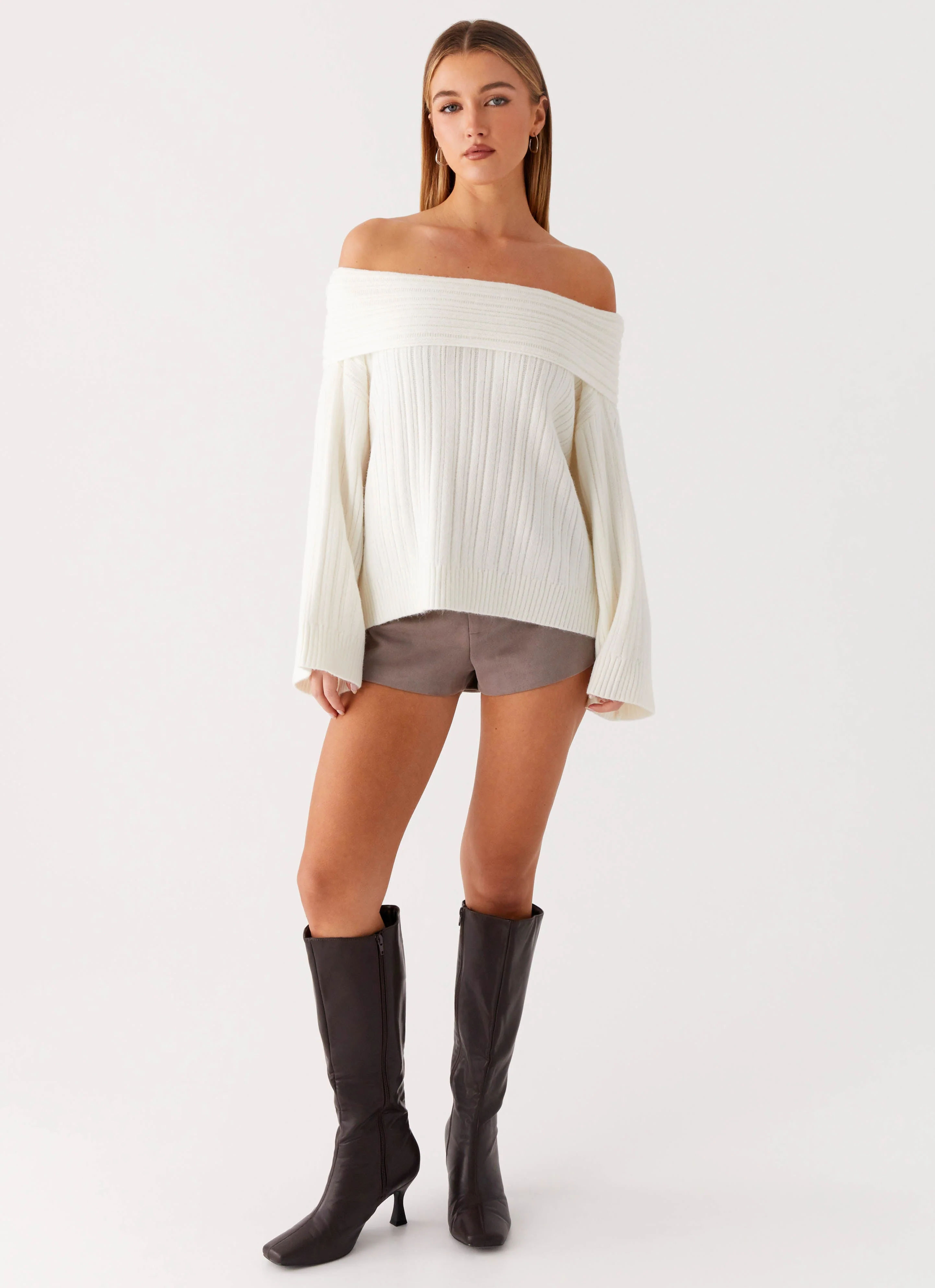 Federica Off Shoulder Knit - White - Image 2