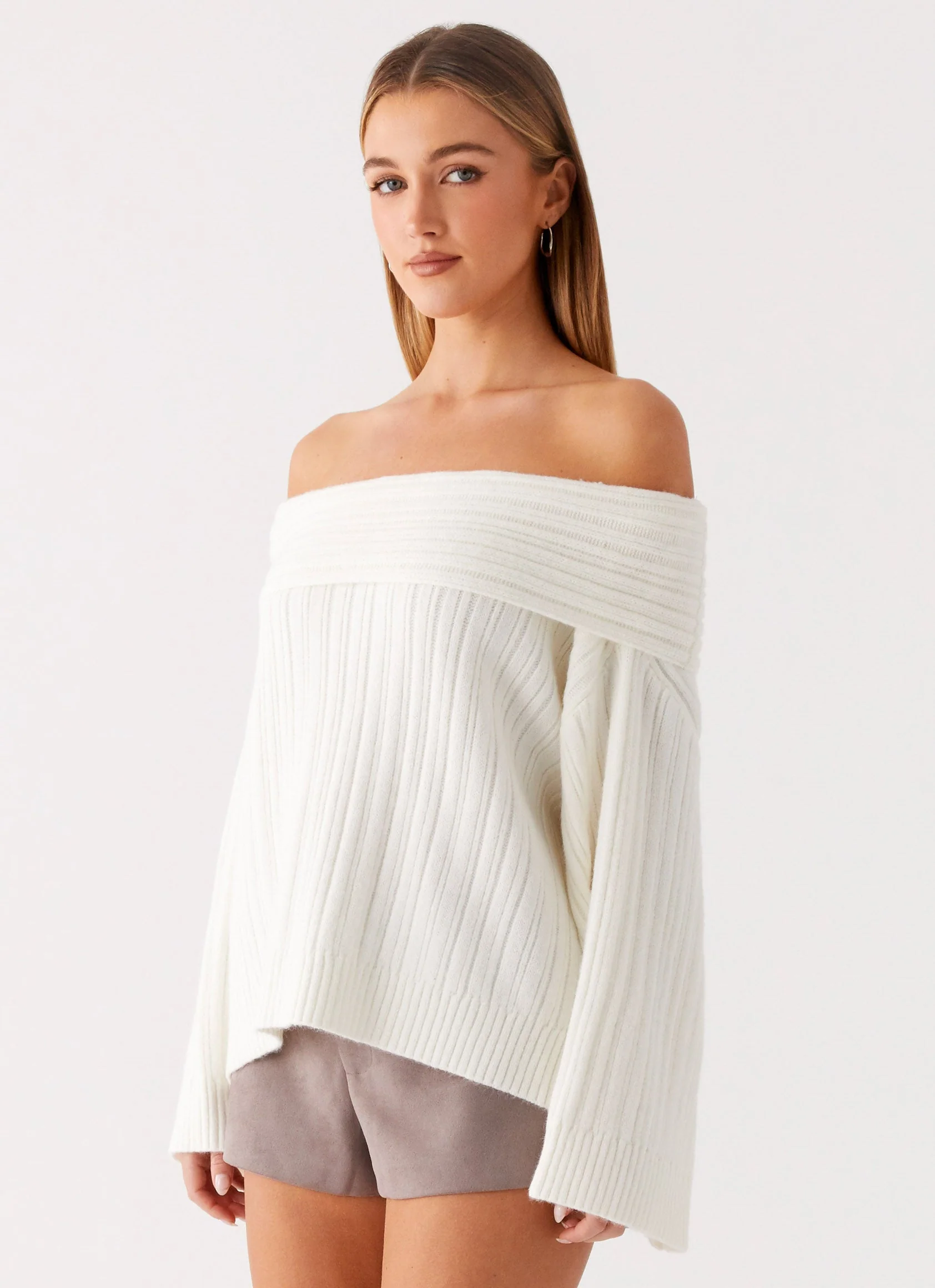 Federica Off Shoulder Knit - White - Image 5
