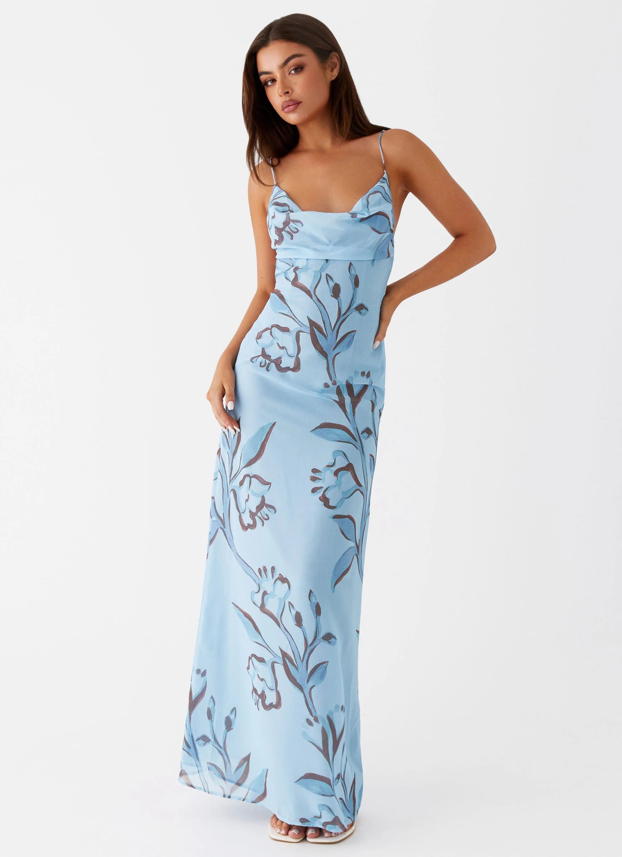 Felicia Daisy Maxi Dress - Blue Floral - Image 5