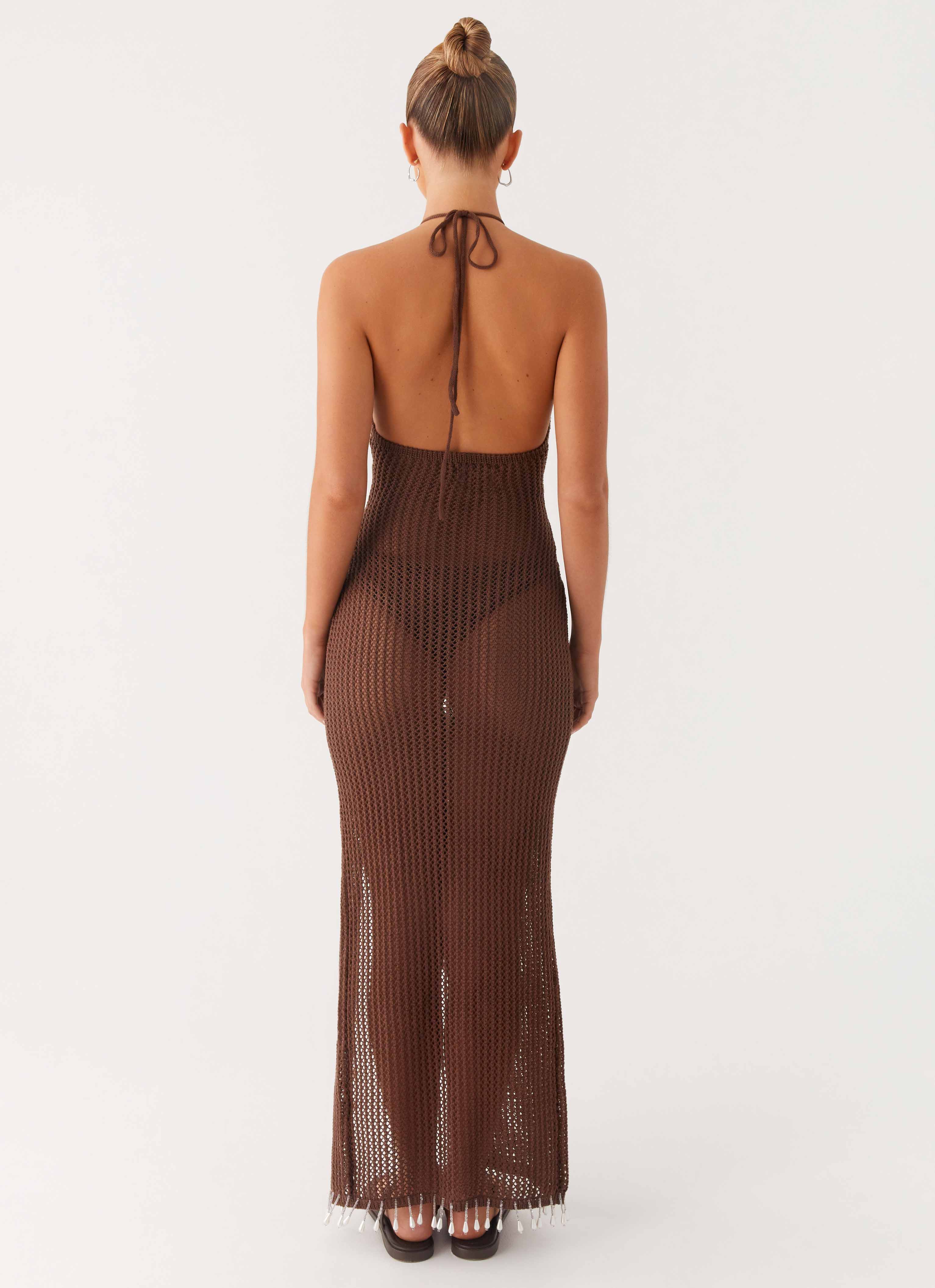 Fennella Beaded Maxi Dress - Chocolate - Image 7