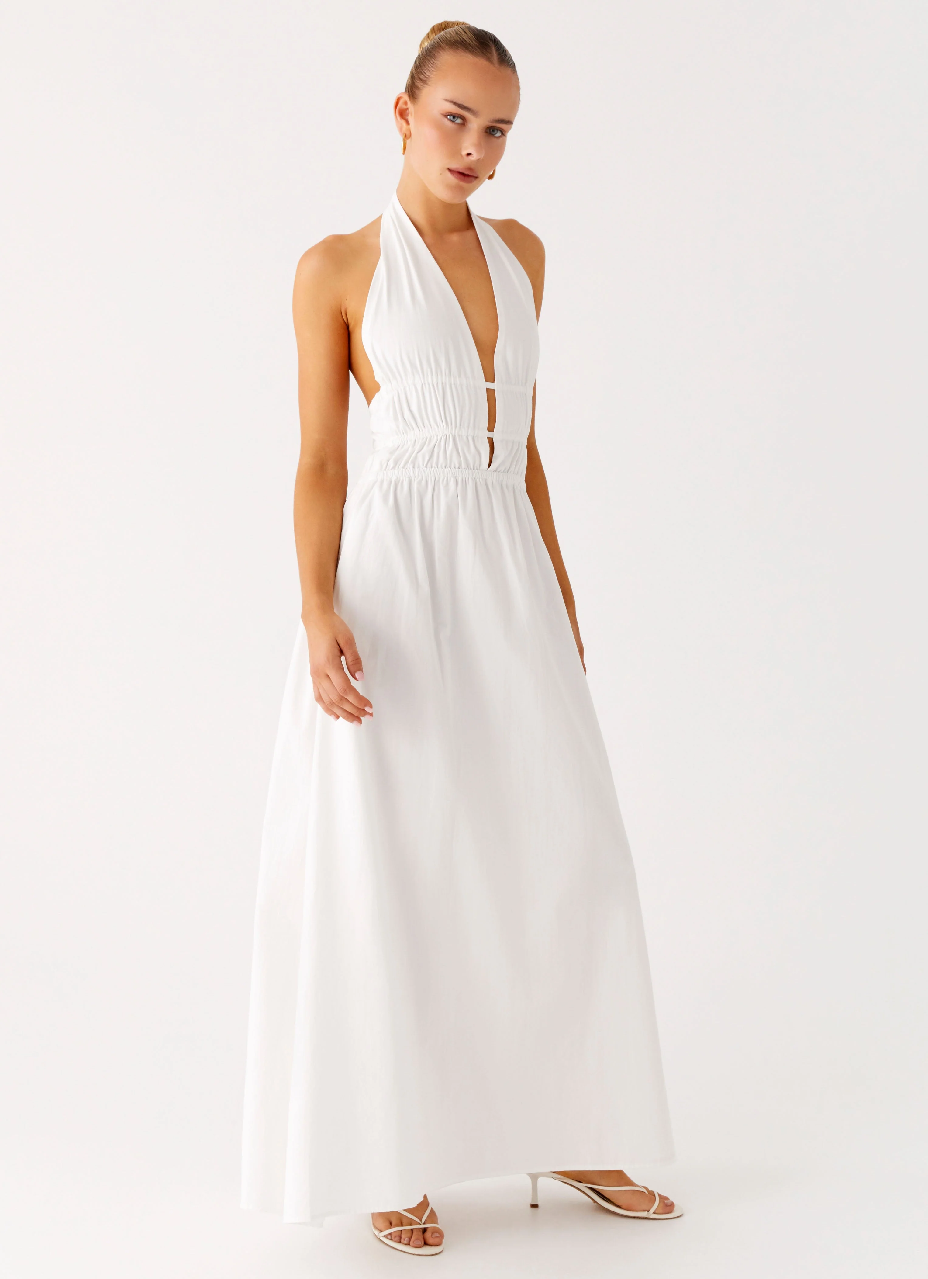 Figaro Halter Maxi Dress - White - Image 5