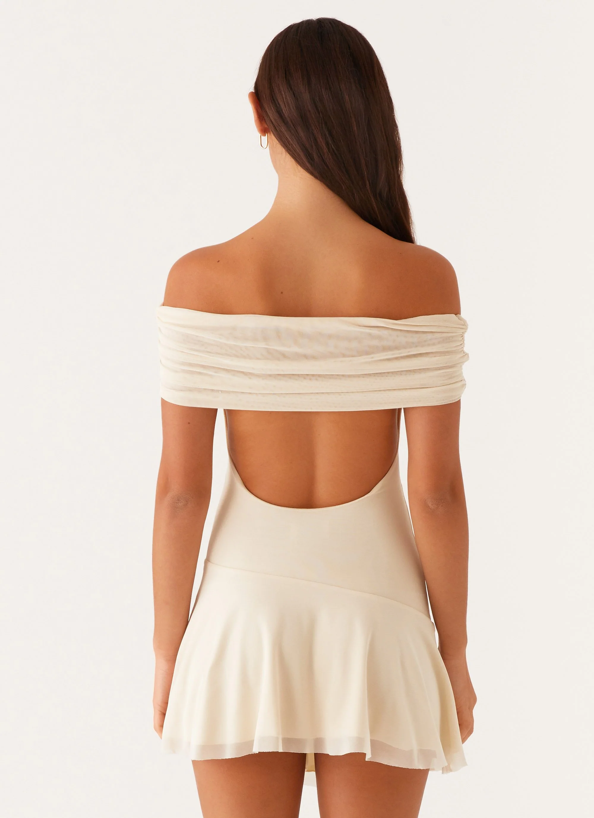 Finola Off Shoulder Mini Dress - Pastel Yellow - Image 4